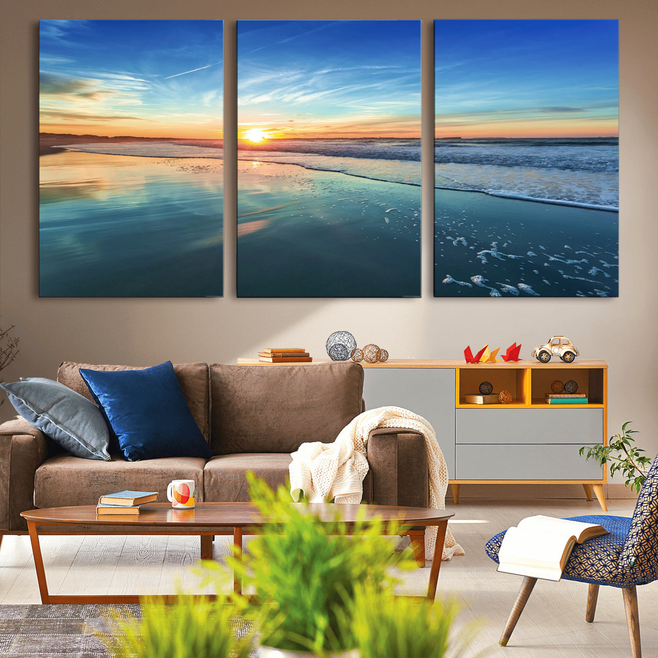 -Blue Sky and Beach Wall Art Canvas Print