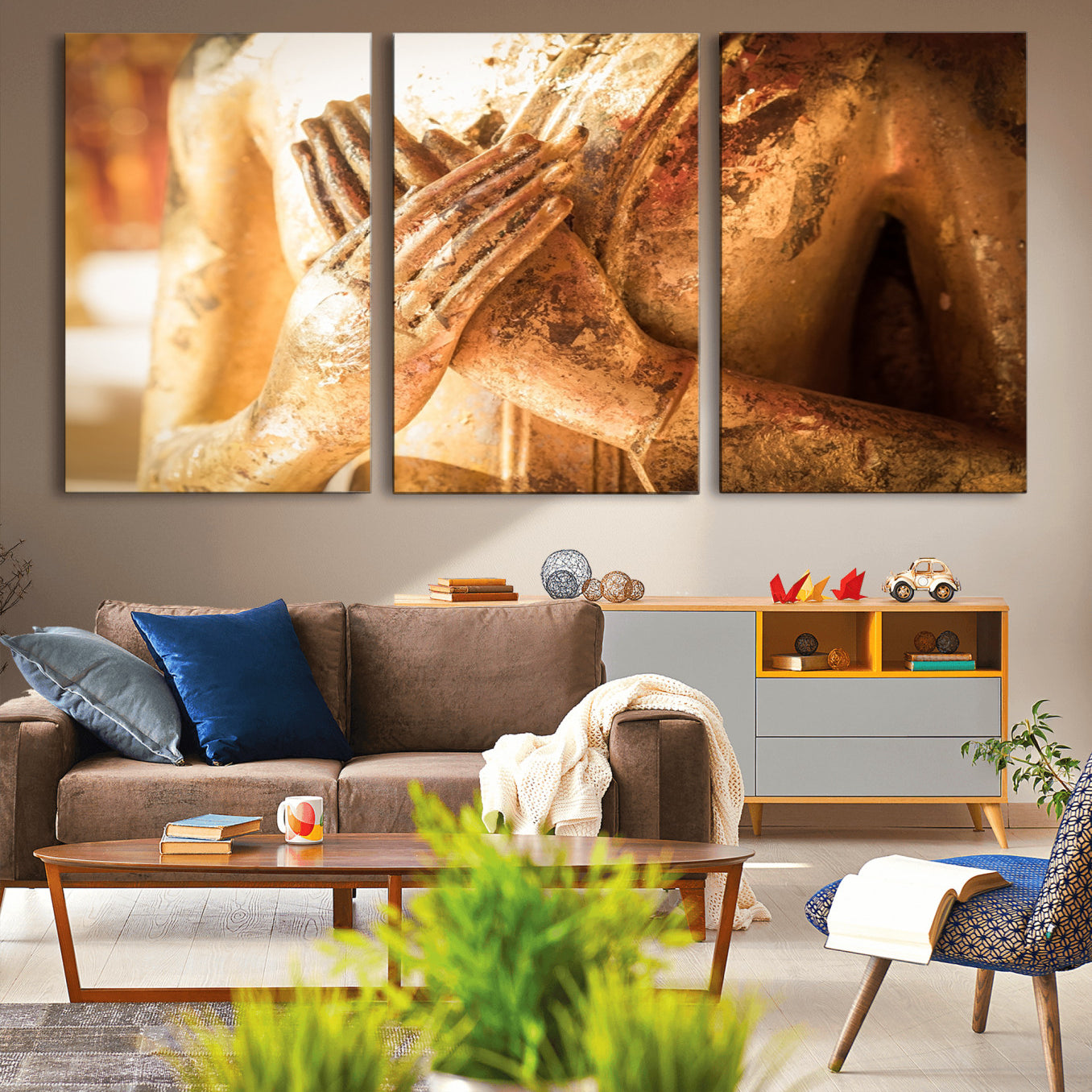 -Buddha Statue Hands Wall Art Canvas Print