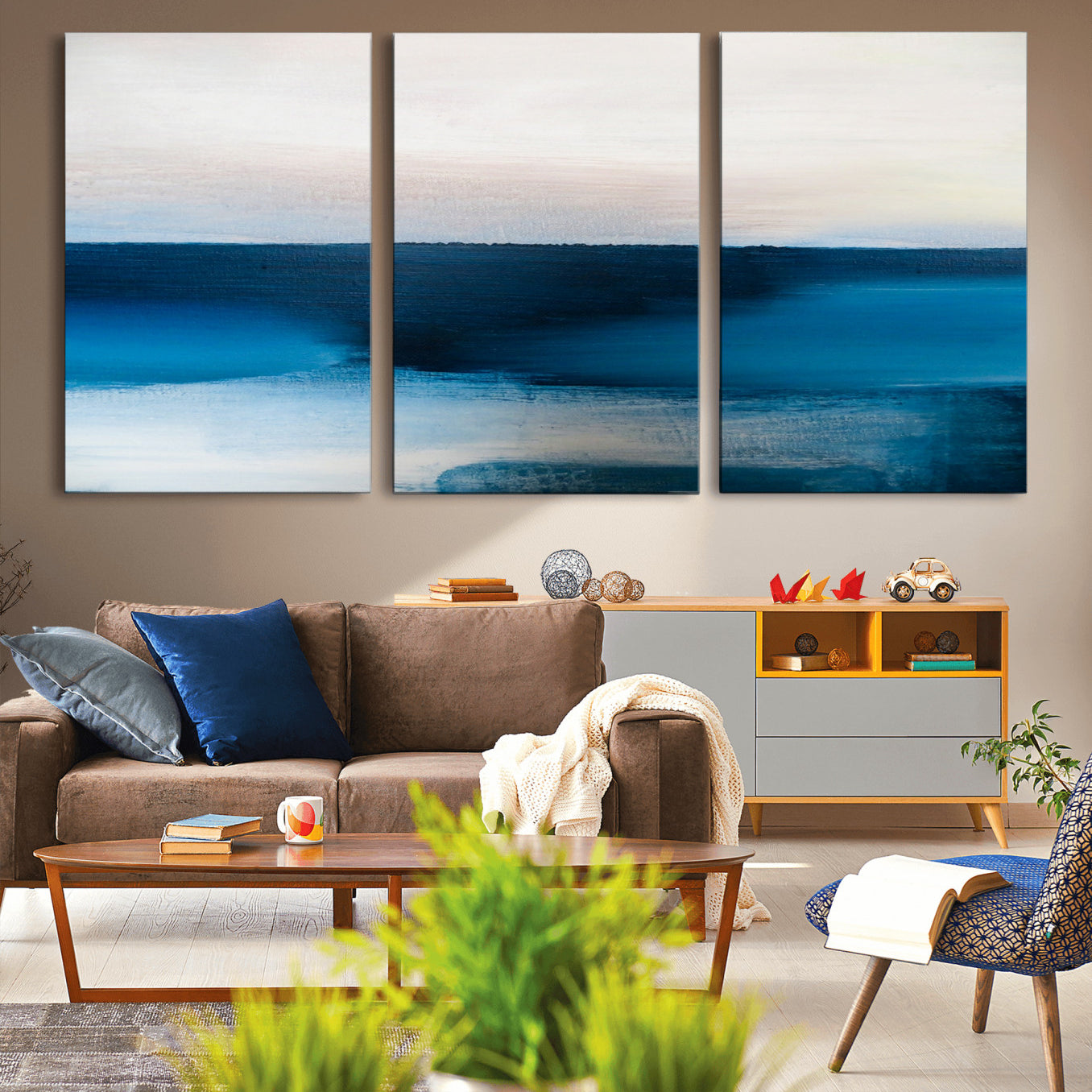 72452-MGV-CV-36X24-Dark Blue Abstract Wall Art Canvas Print