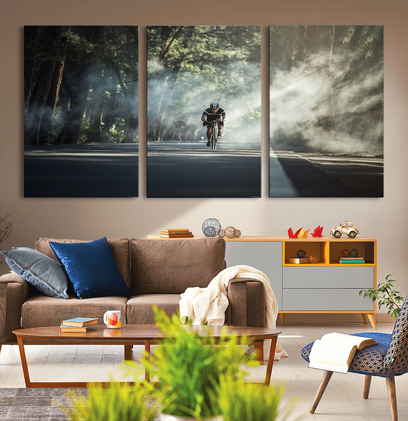 60298-MGV-CV-36X24-Cycling Road Bike in the Morning, Cycling Road Bike Canvas Print