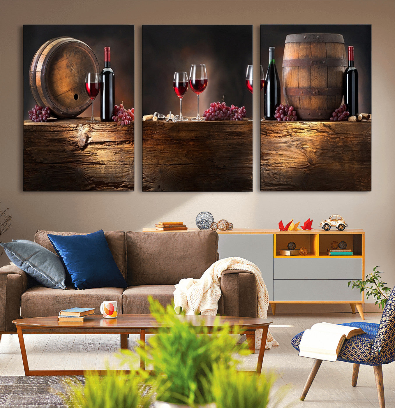 -Wine and Barrels Wall Art Canvas Print
