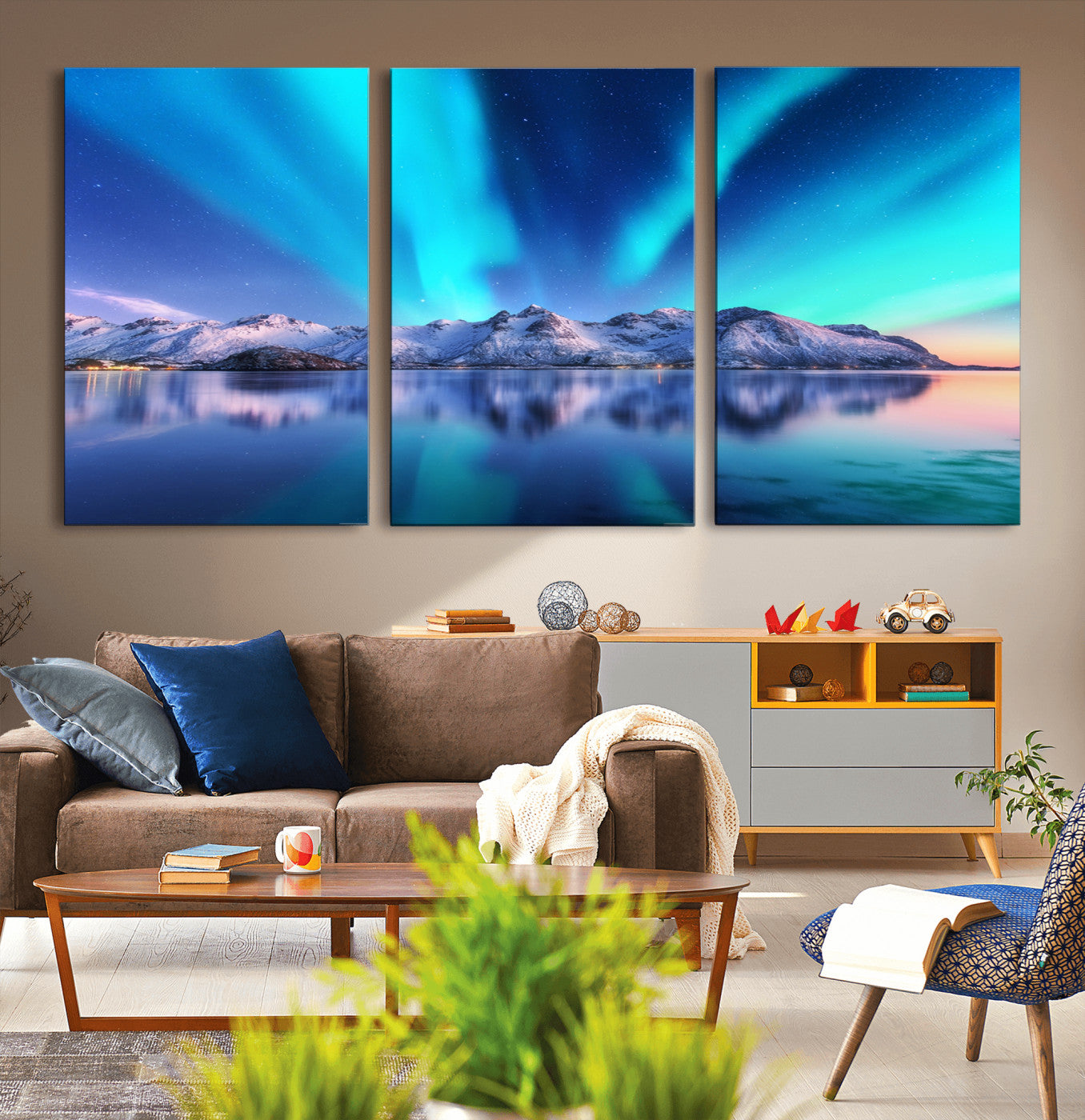 49902-MGV-CV-36X24-Northern Lights above Mountain Wall Art, Northern Lights Wall Art Canvas Print
