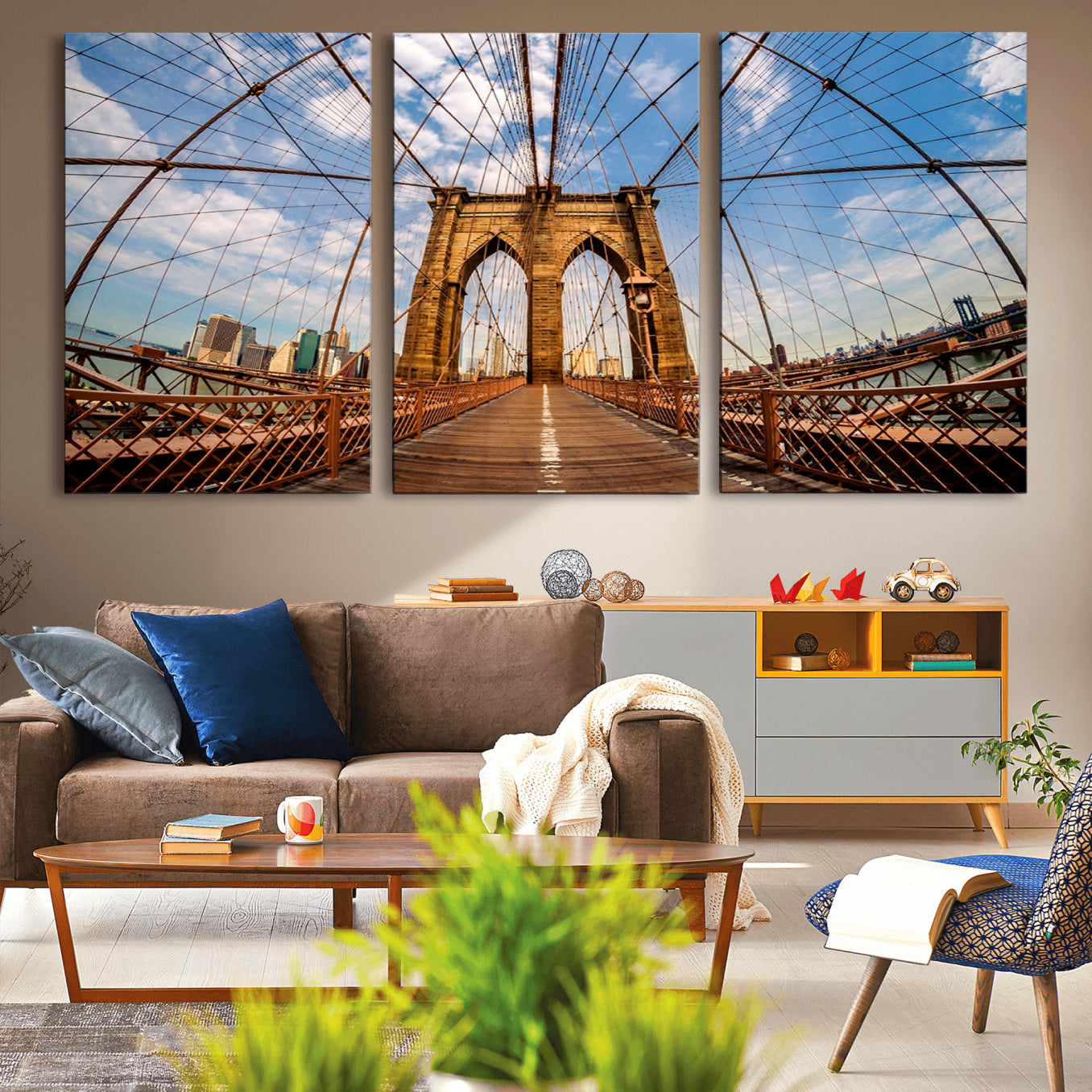 -Brooklyn Bridge Manhattan Wall Art Canvas Print