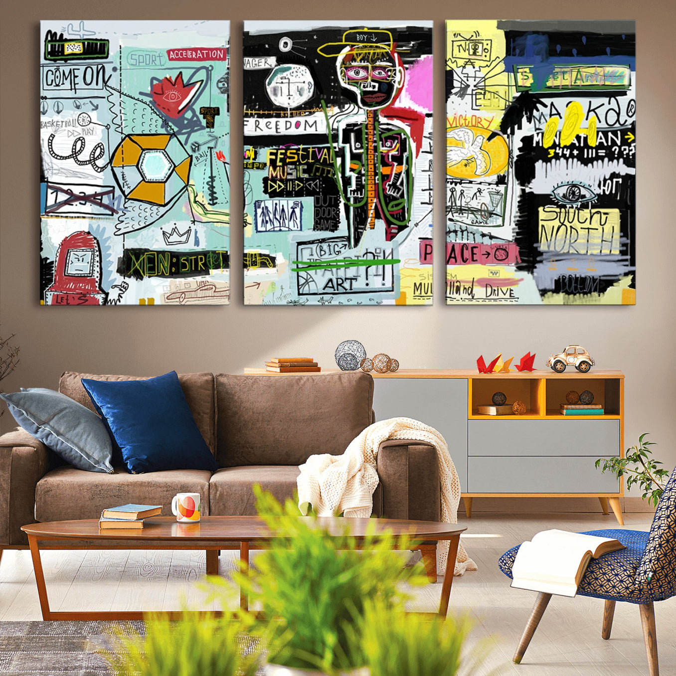 -Graffiti Wall Art – Colorful Urban Street Canvas Print, Modern Expressionist Painting for Living Room, Studio or Office, Bold Art Decor