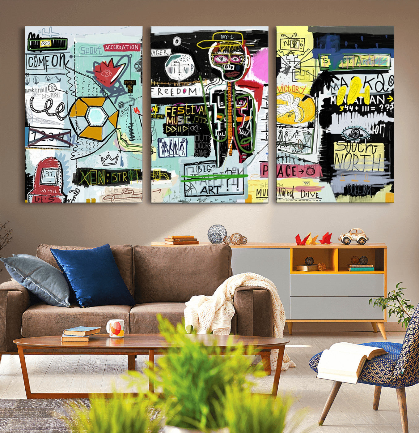 10504-MGV-CV-36X24-Graffiti Wall Art – Colorful Urban Street Canvas Print, Modern Expressionist Painting for Living Room, Studio or Office, Bold Art Decor