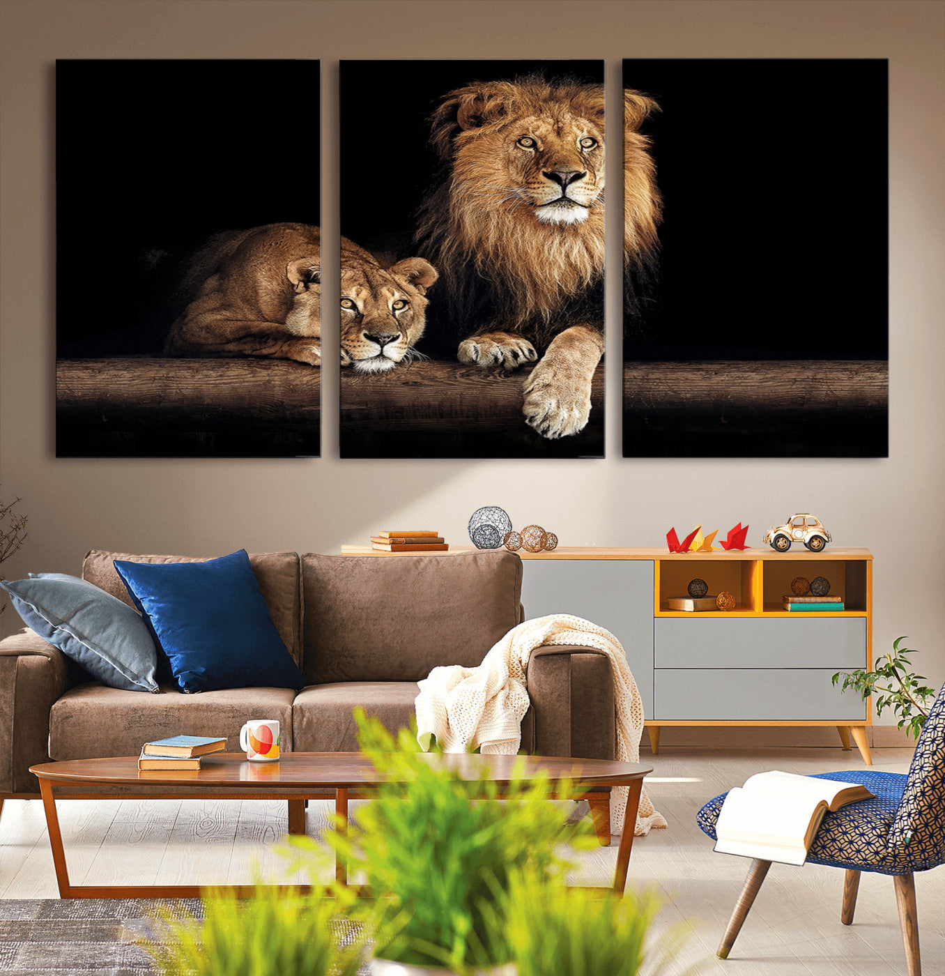 51304-MGV-CV-36X24-Lion Canvas Wall Art – Majestic Animal Print Artwork for Home, Office, Living Room, Guest Room, Farmhouse