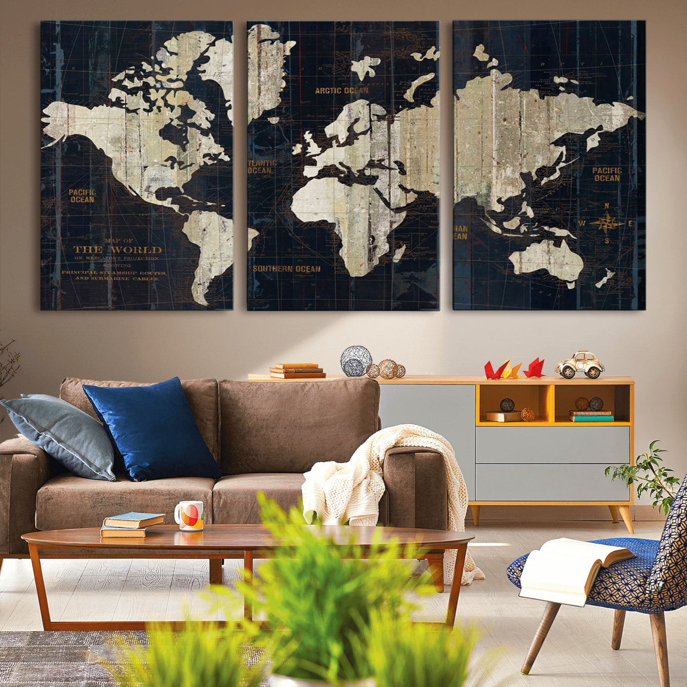 14651-MGV-CV-36X24-Push Pin World Map Canvas Print – Travel Tracker Wall Art for Couples, Perfect Anniversary Gift for Home or Office Decor