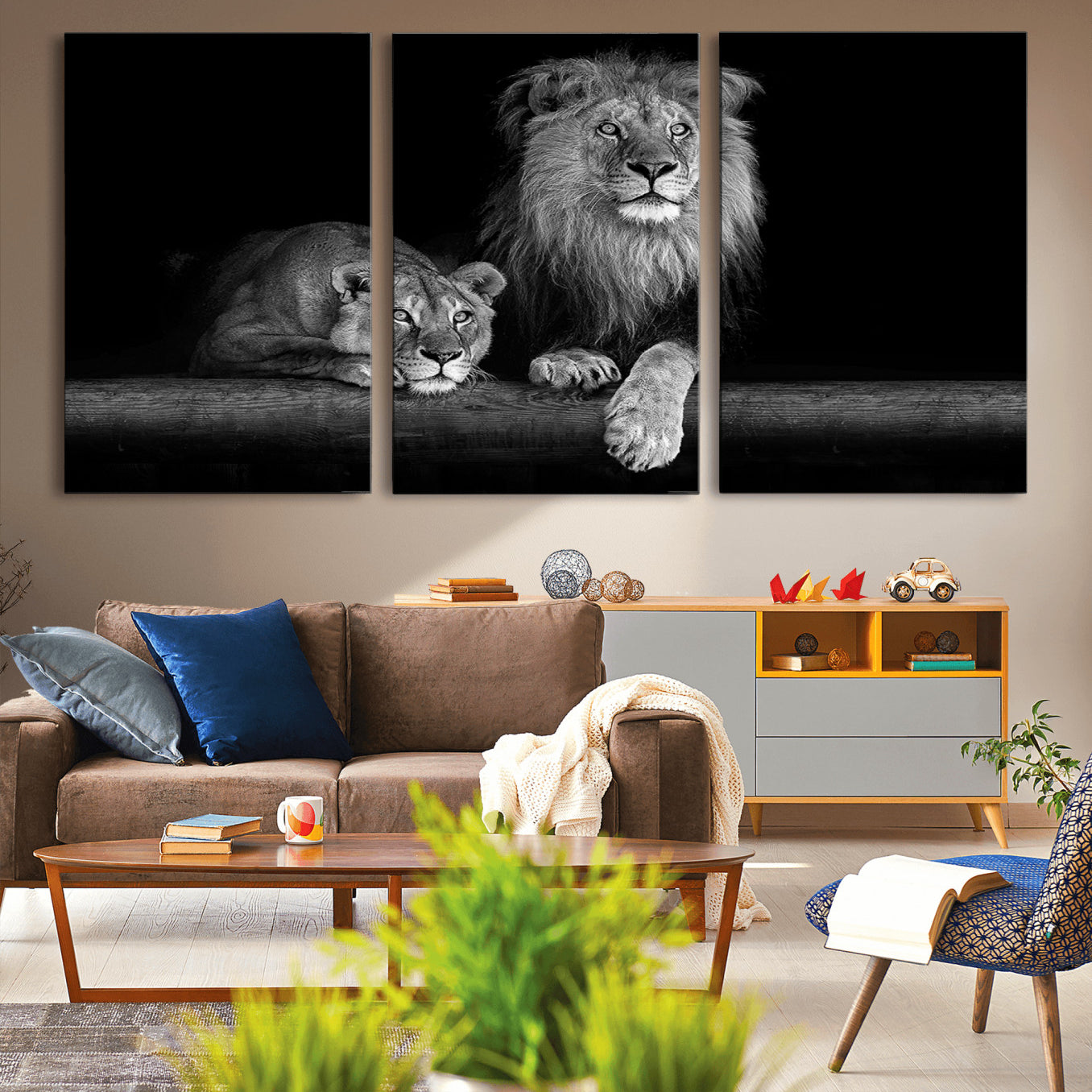 -Lion Family Wall Art Canvas Print