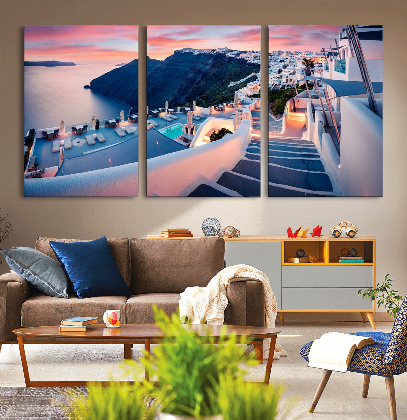 -Santorini Island Wall Art Canvas Print