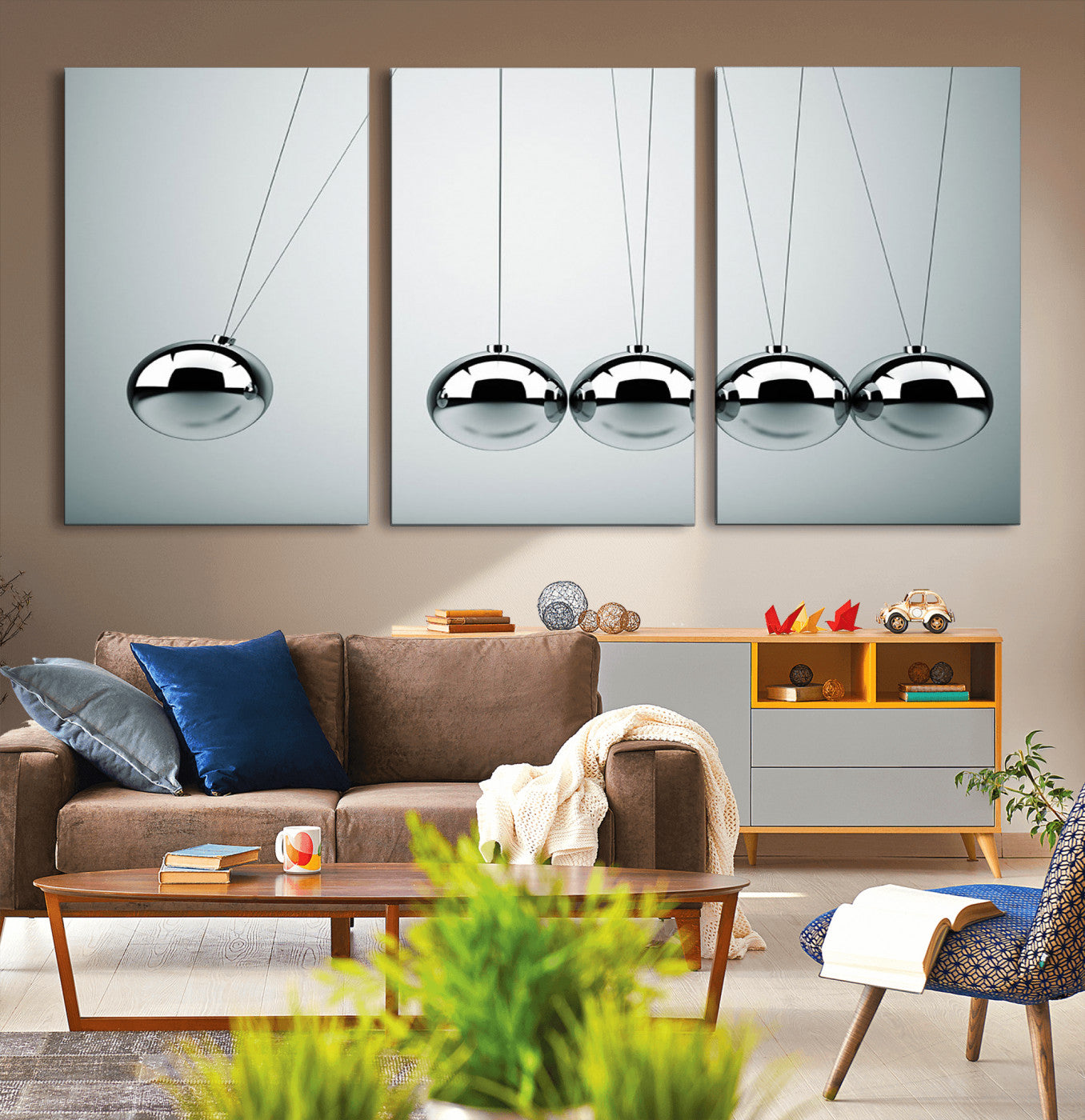 -Newton's Cradle Wall Art Canvas Print, Framed Newton Cradle Wall Art