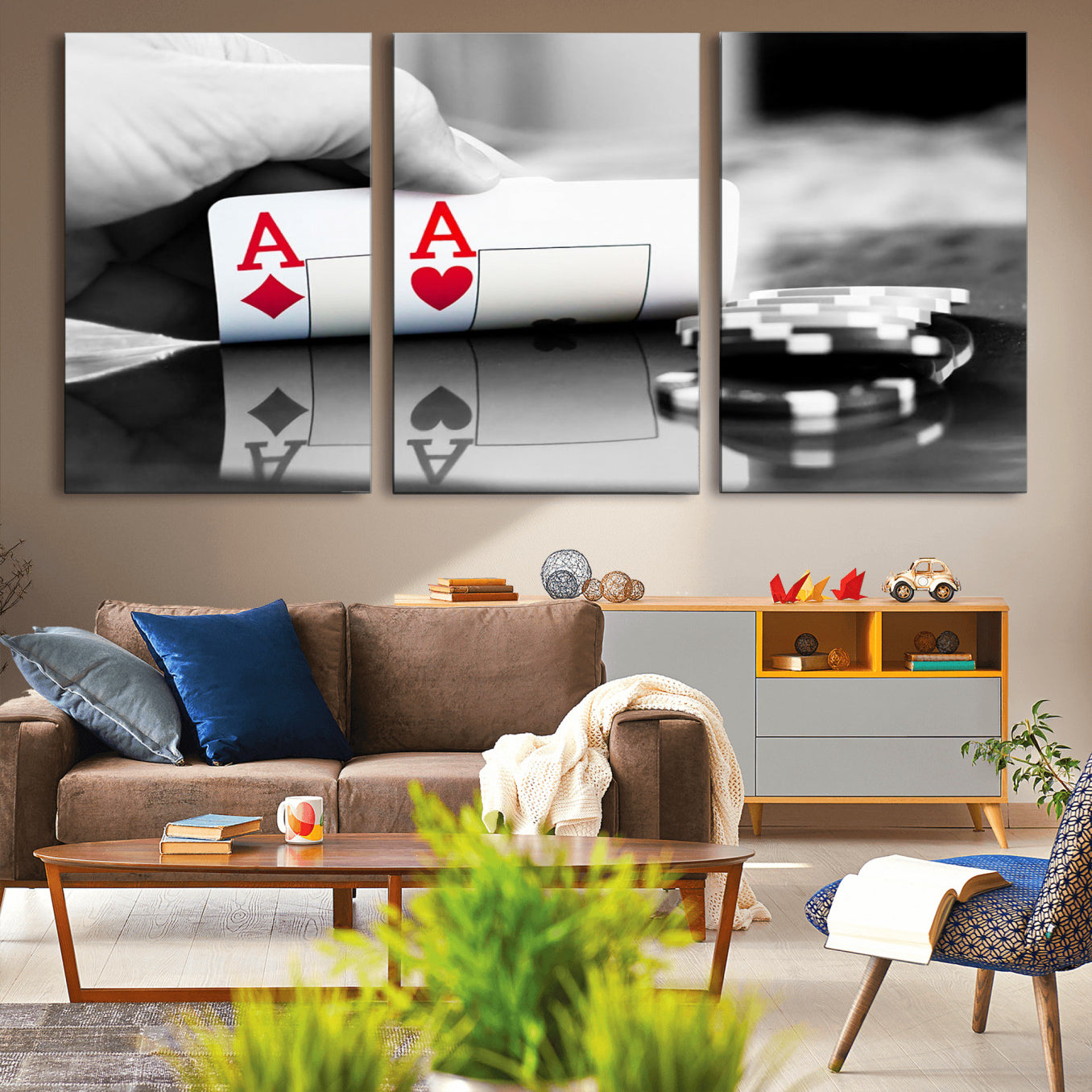 -Aces Poker Art Poker Game Wall Art Canvas Print