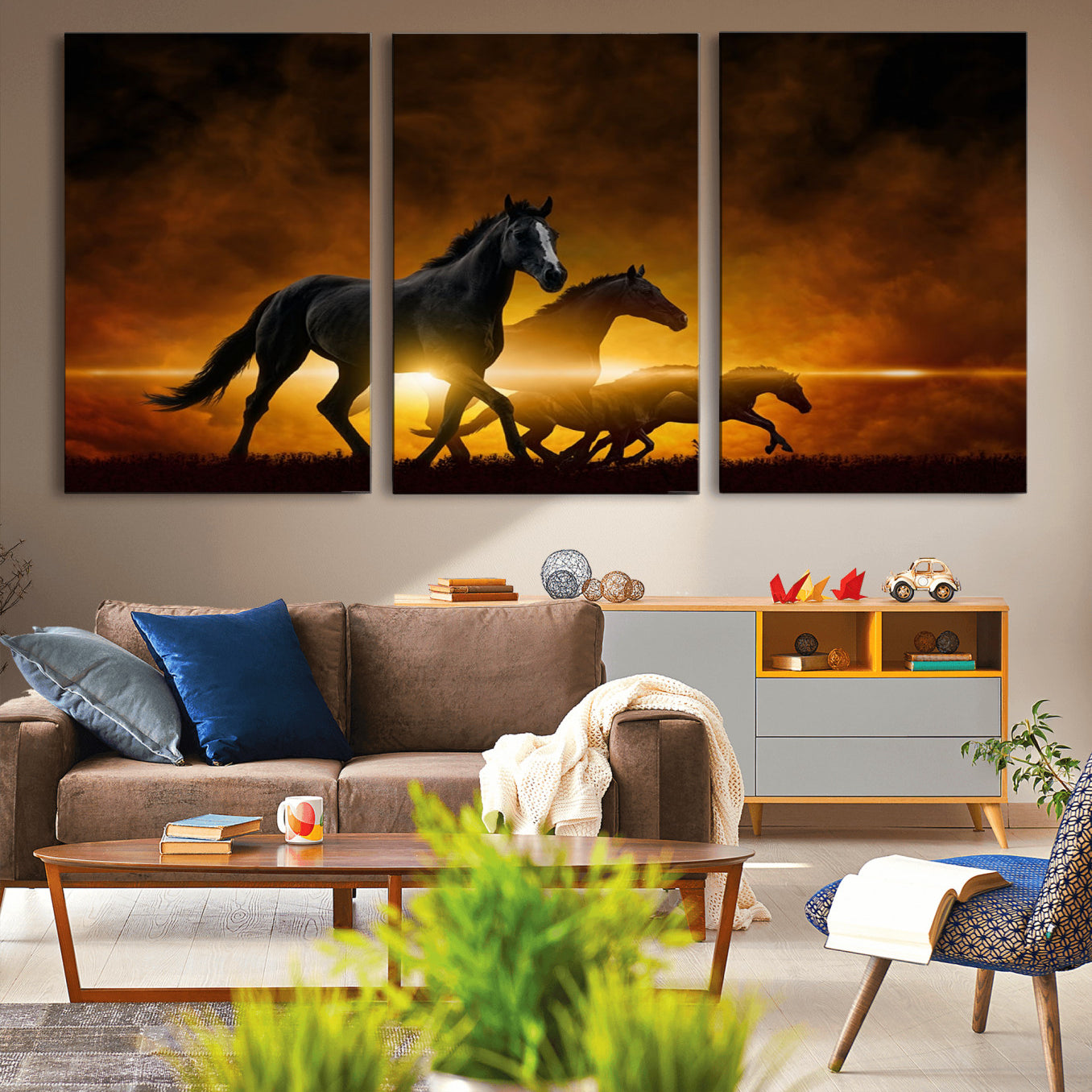 -Horse Wall Art Canvas Print, Multi Panel Animal Canvas Print