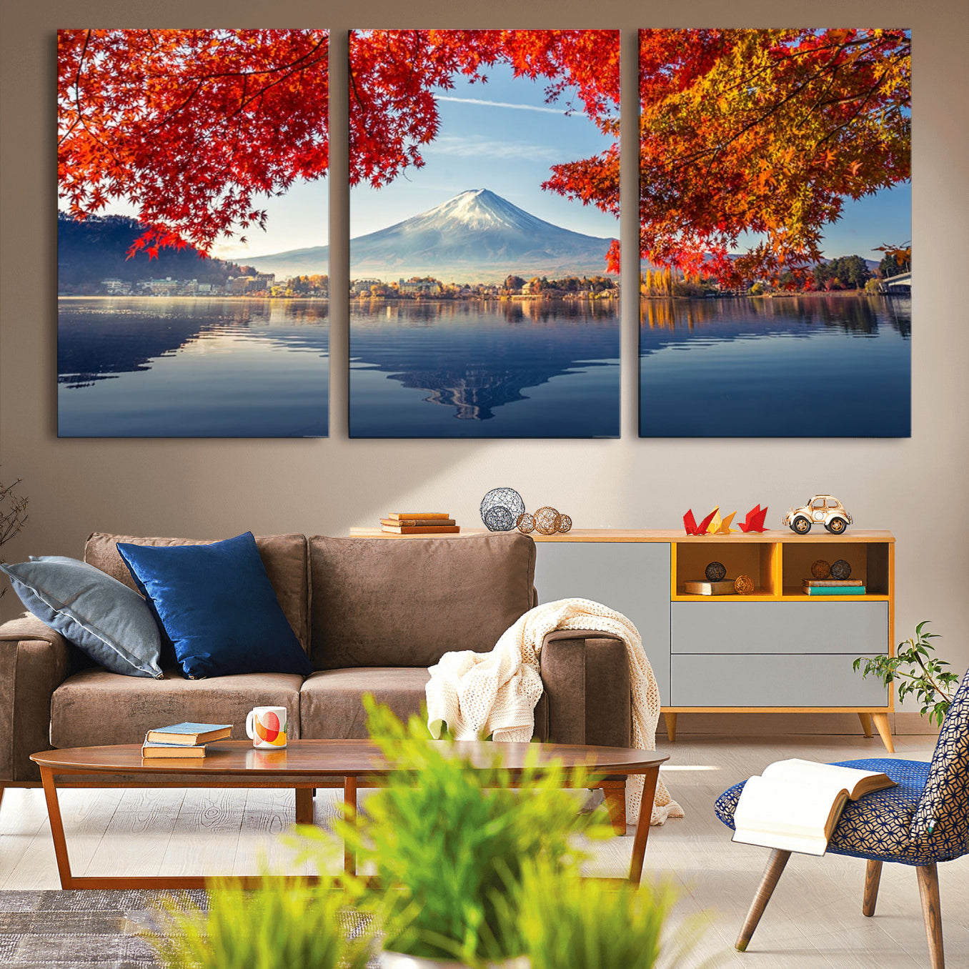 -Mount Fuji Canvas Wall Art Japan Autumn Mountain Canvas Print Wall Art