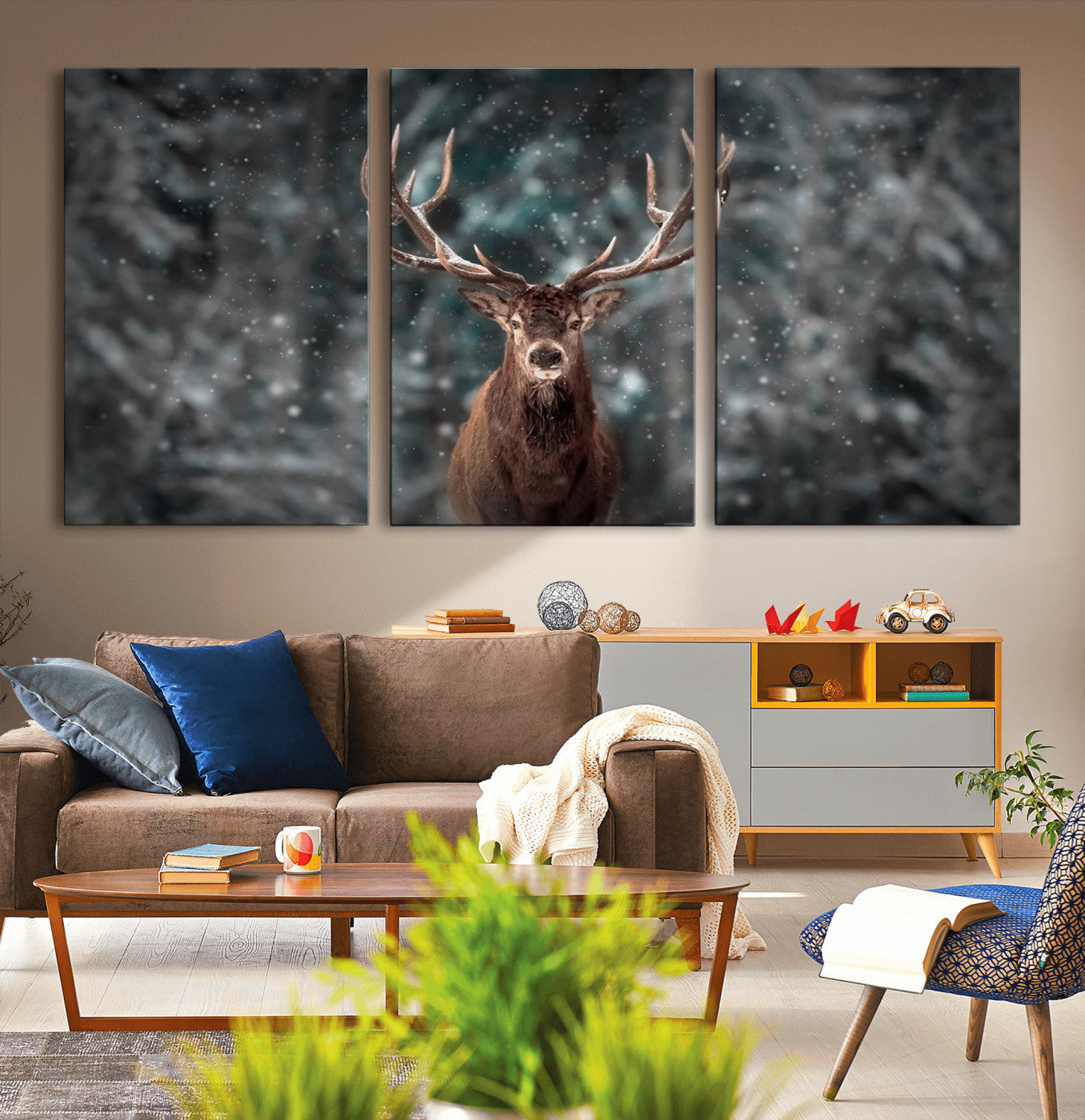 77011-MGV-CV-36X24-Wall Art Deer Art Animal Canvas, Framed Wall Art Deer Canvas Print