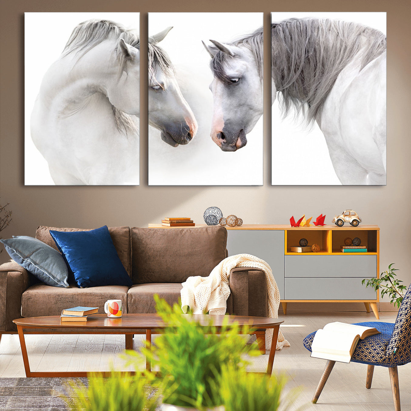 -White Horse Wall Art Animal Canvas Print