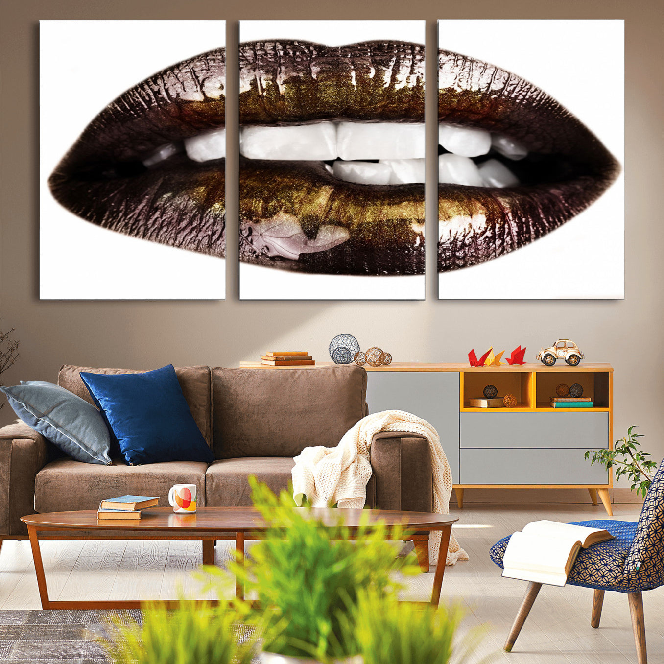 -Close Up Lips Wall Art Canvas Print
