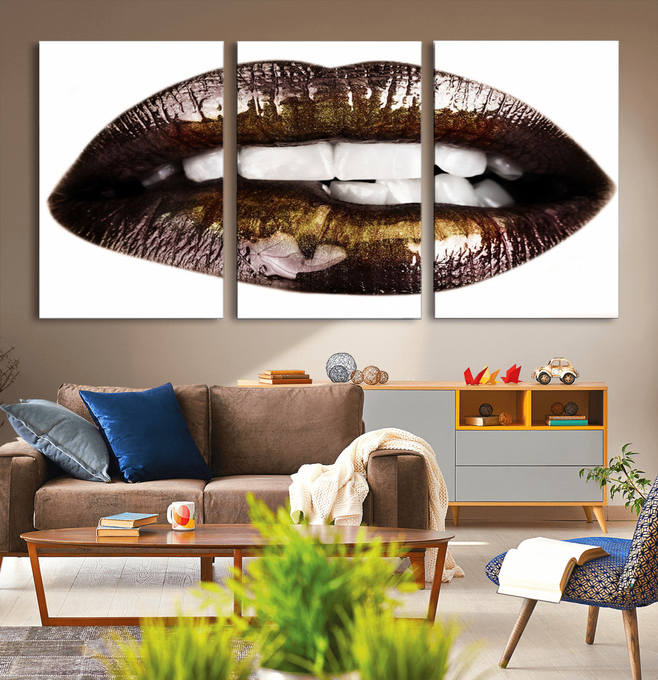 -Close Up Lips Wall Art Canvas Print