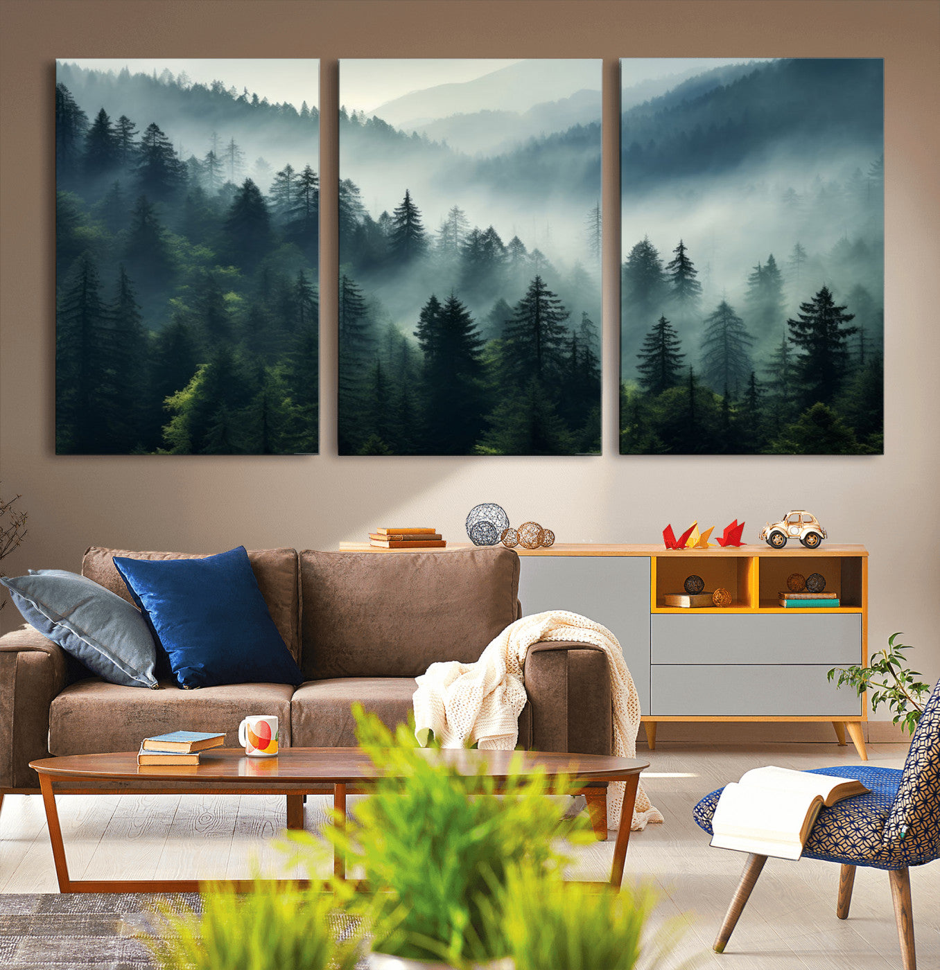 17687-MGV-CV-36X24-Captivating Misty Forest Wall Art Premium Canvas Print a Foggy and Serene Atmosphere Art