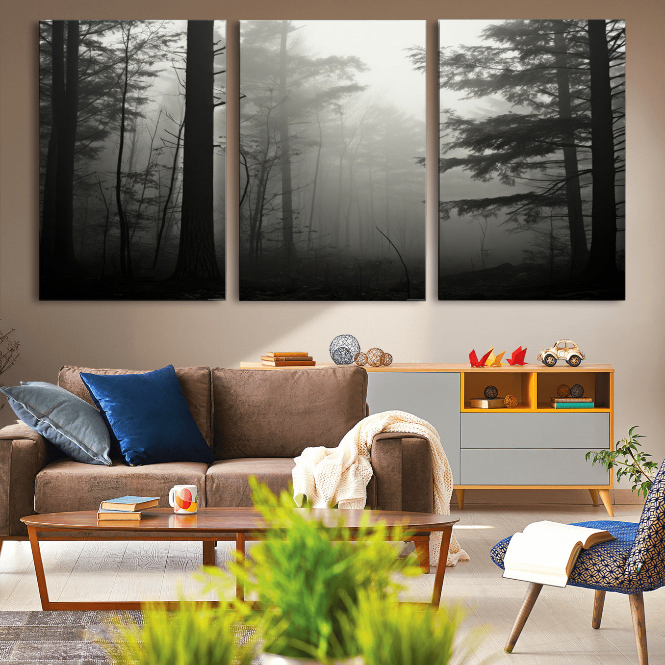 -Misty Forest Wall Art Premium Canvas Print a Foggy and Serene Atmosphere - Nature Wall Art