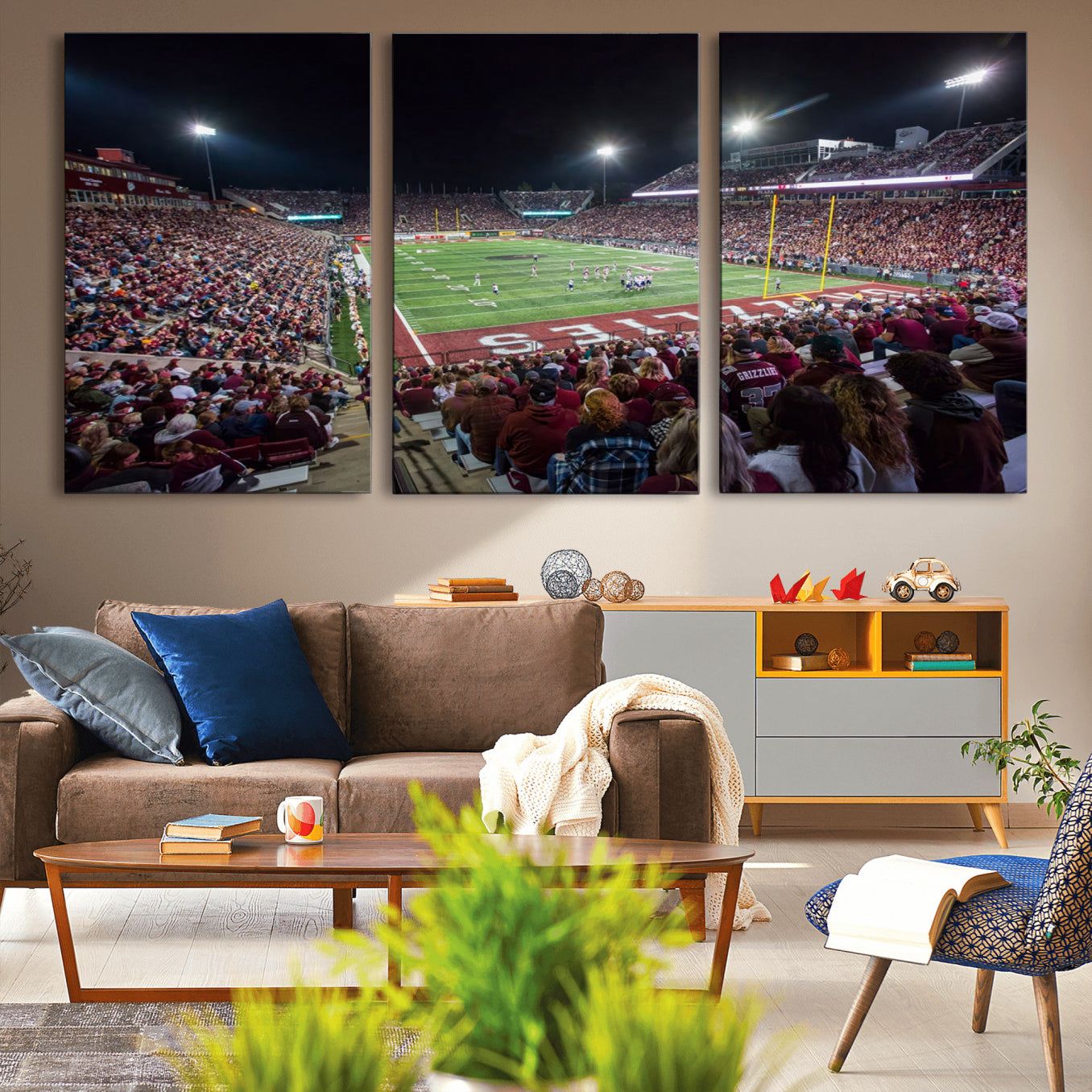 -American Football Wall Art Canvas Print Framed Stadium Sport Wall Art Print Iconic Game Day Decor for Home, Office