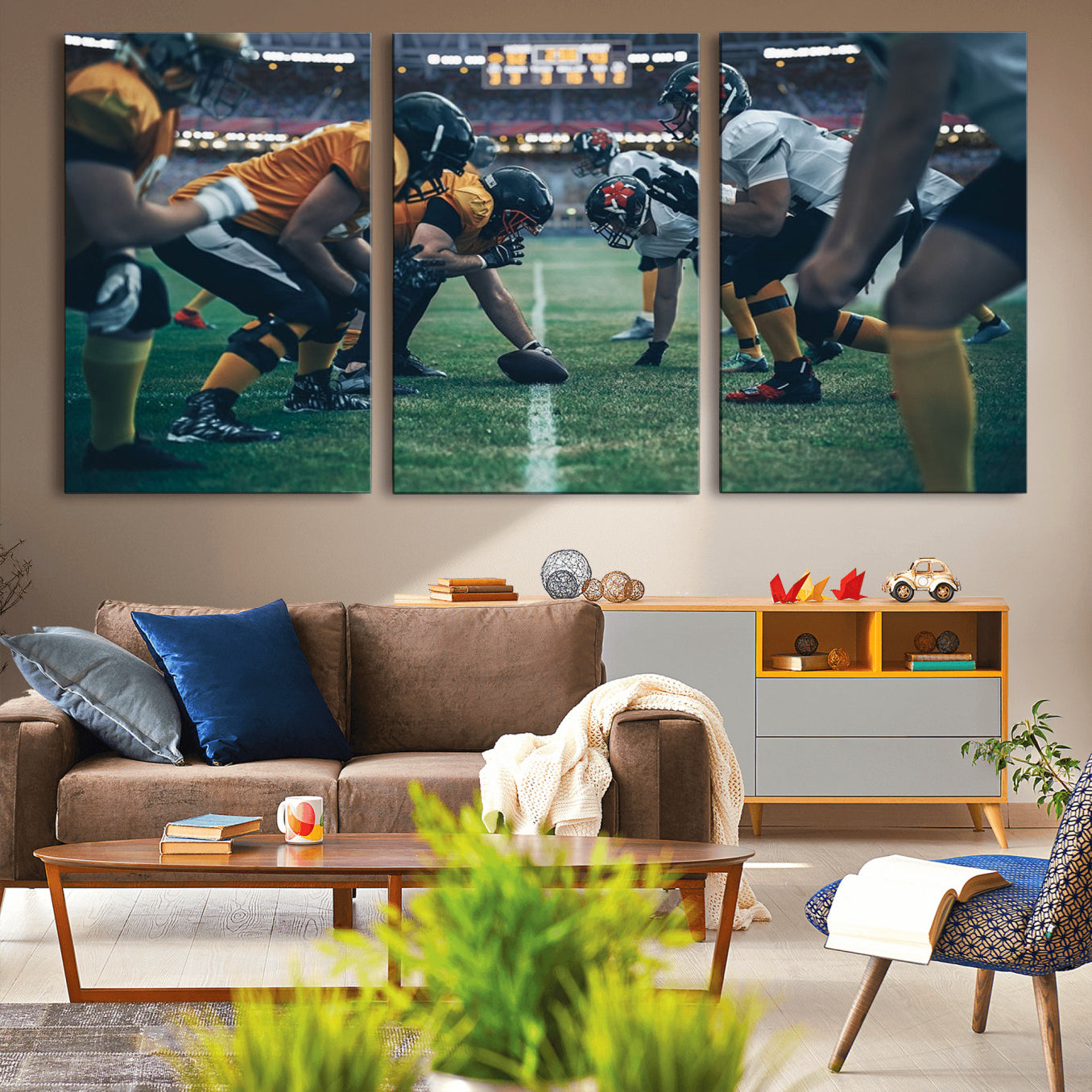83227-MGV-CV-36X24-American Football Playing Wall Art Canvas Print