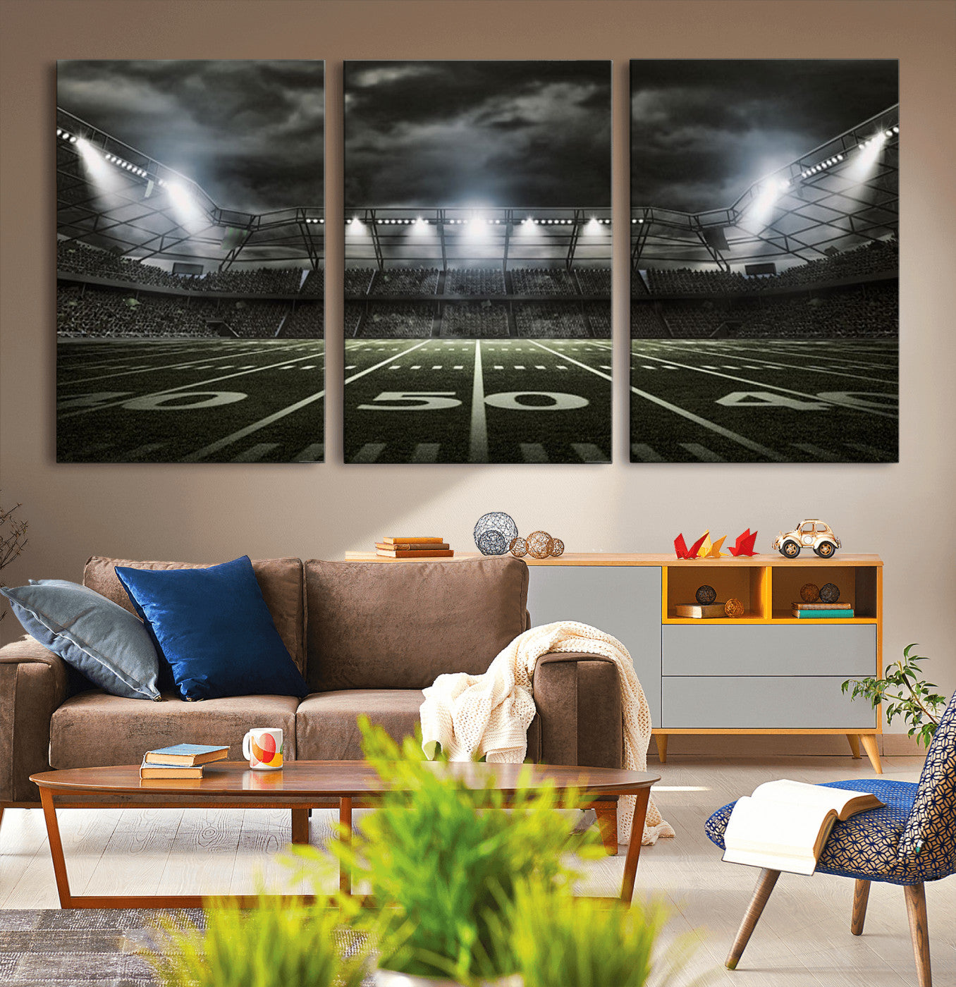90107-MGV-CV-36X24-American Football Stadium Wall Art Canvas Print, Stadium Sport Wall Art Print