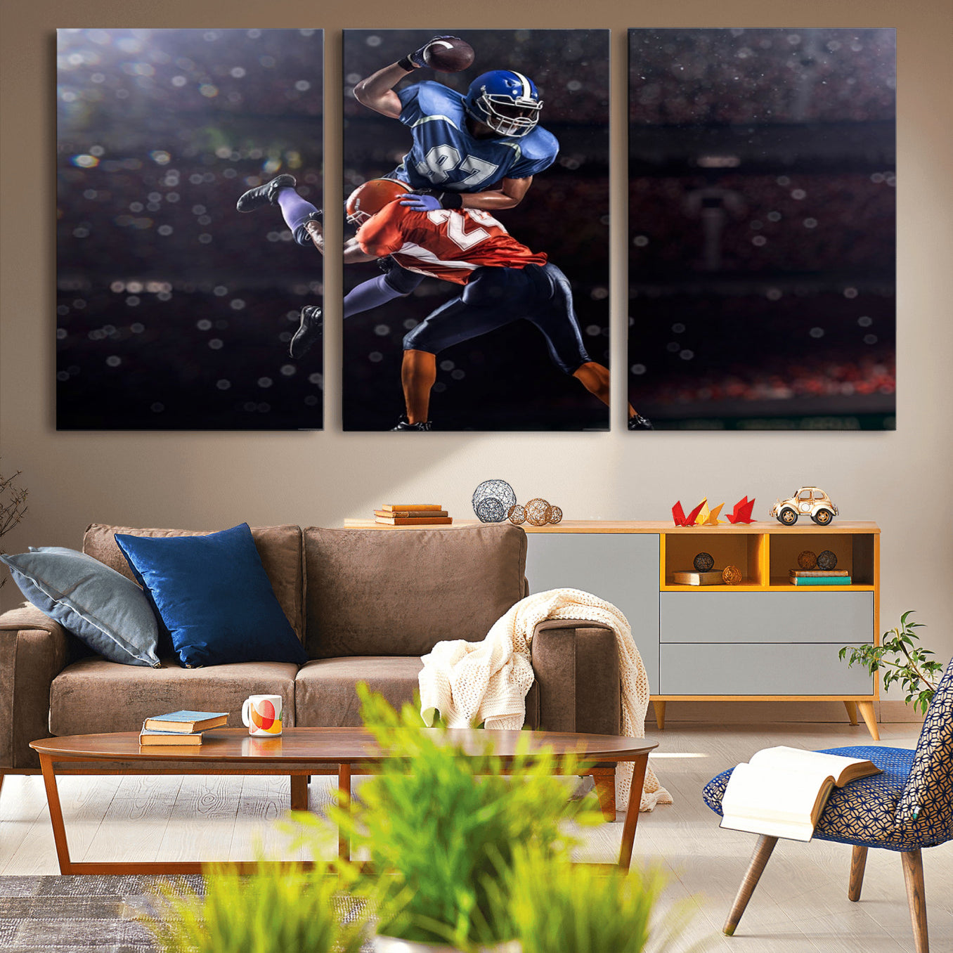 76491-MGV-CV-36X24-American Football Wall Art Canvas Print, Stadium Sport Wall Art Print