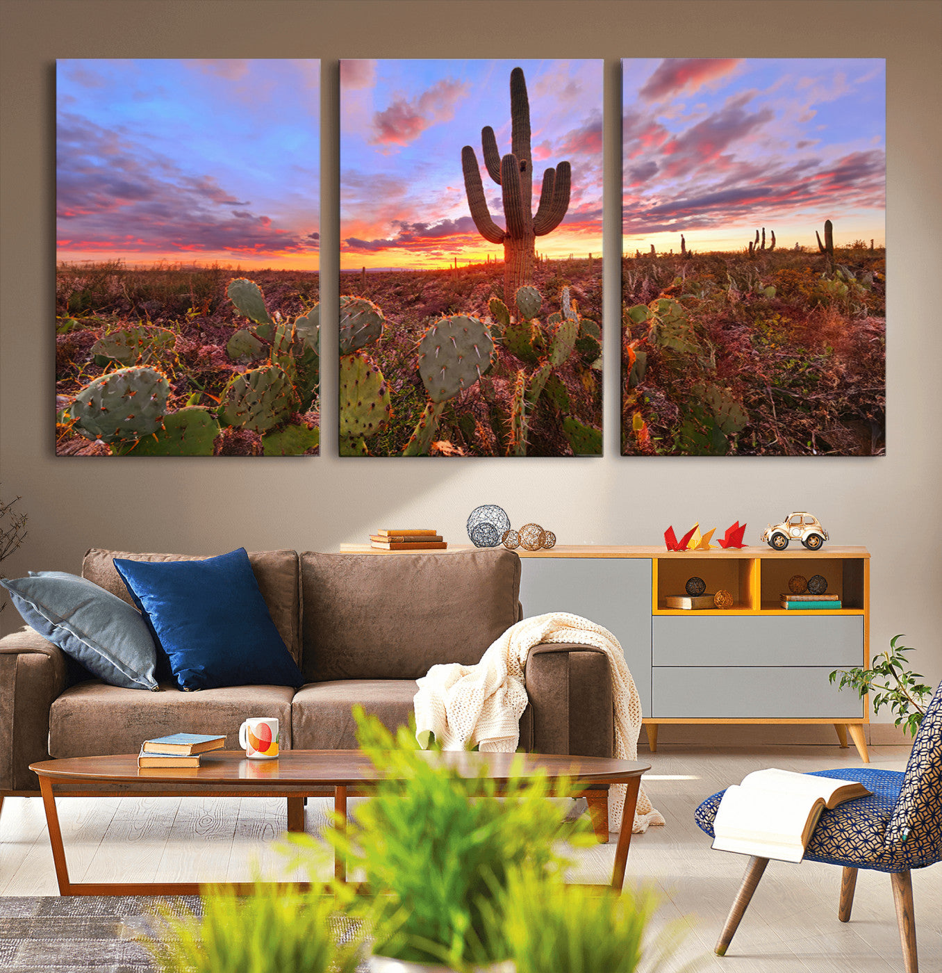 -Arizona Desert Wall Art Canvas Print - Framed Deser Sunset Wall Decor
