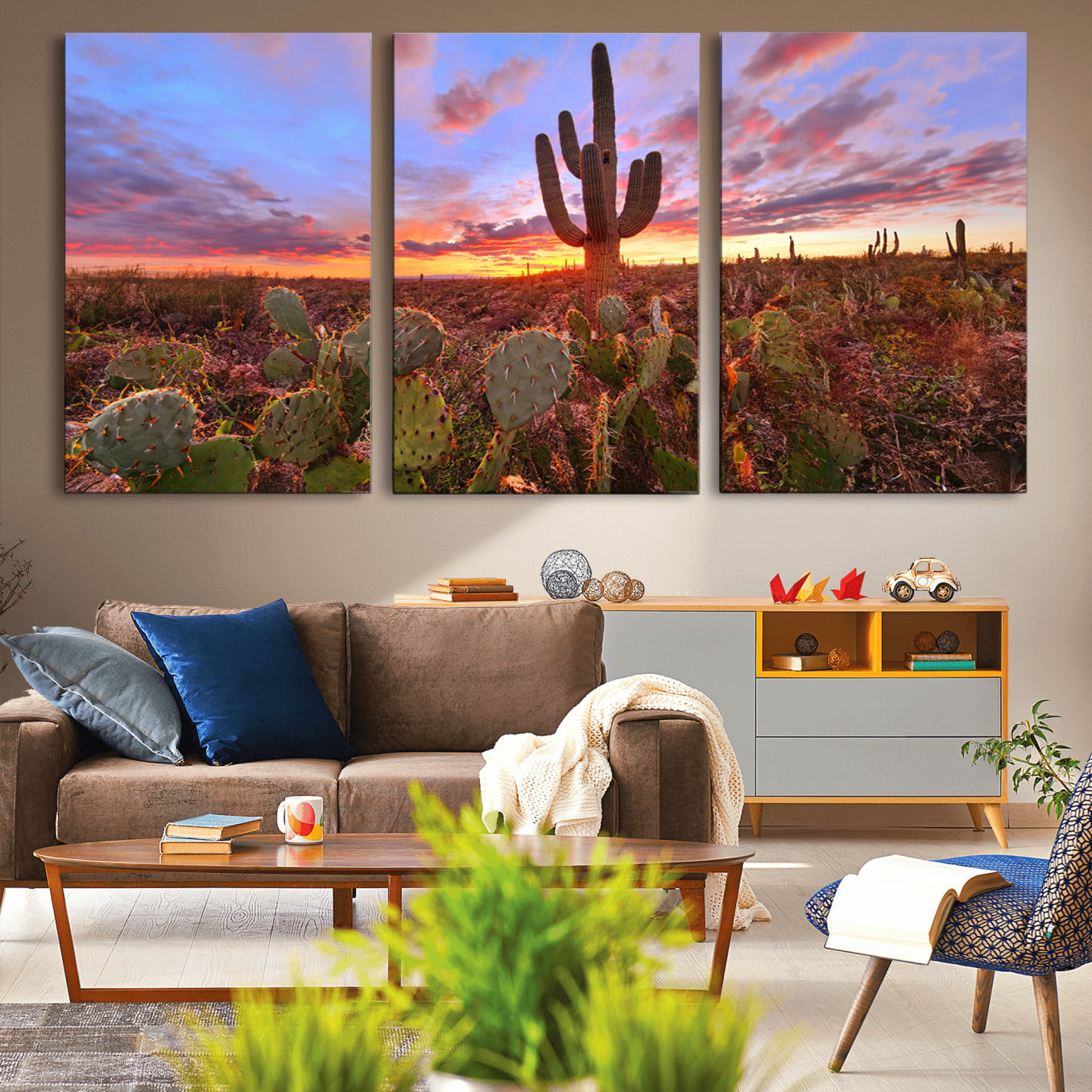 -Arizona Desert Sunset Wall Art Canvas Print