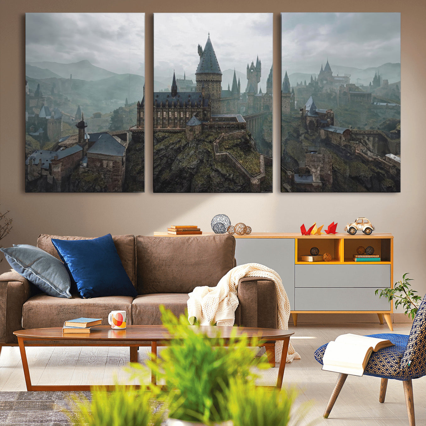 -Disney Castle Wall Art Canvas Print, Living Kids Home Room Decor Art Print