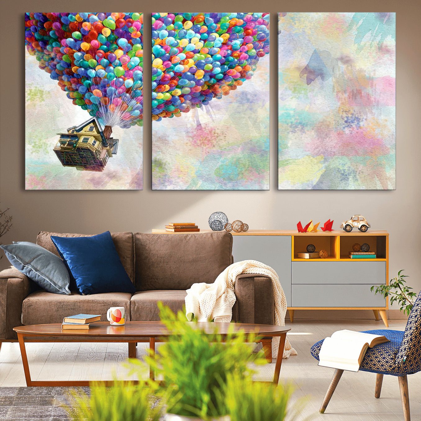 -Up Pixar Poster, Look Up Pixar Wall Art, Up Pixar Canvas, Kids Play Game Room Decor Wall Art