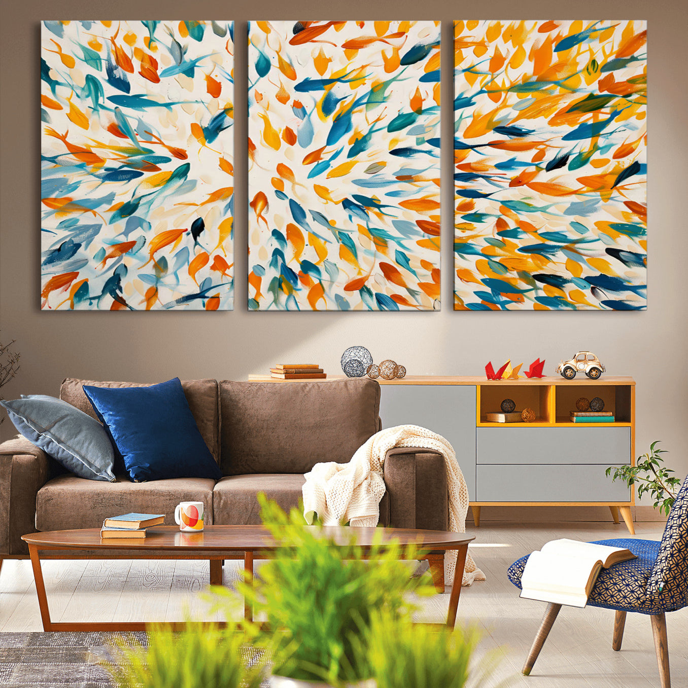 59969-MGV-CV-36X24-Colorful Fish Wall Art Print – Abstract Ocean-Inspired Wall Art for Modern Spaces | Framed Canvas,