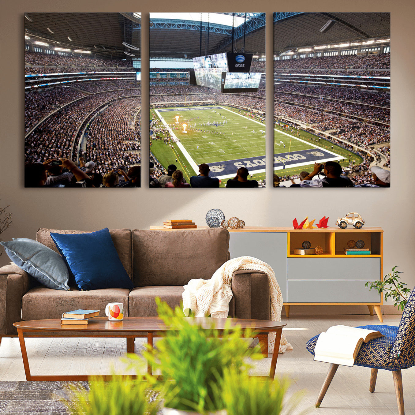 -Dallas Cowboys Football Team Print - Arlington AT&T Stadium Wall Art Canvas Print