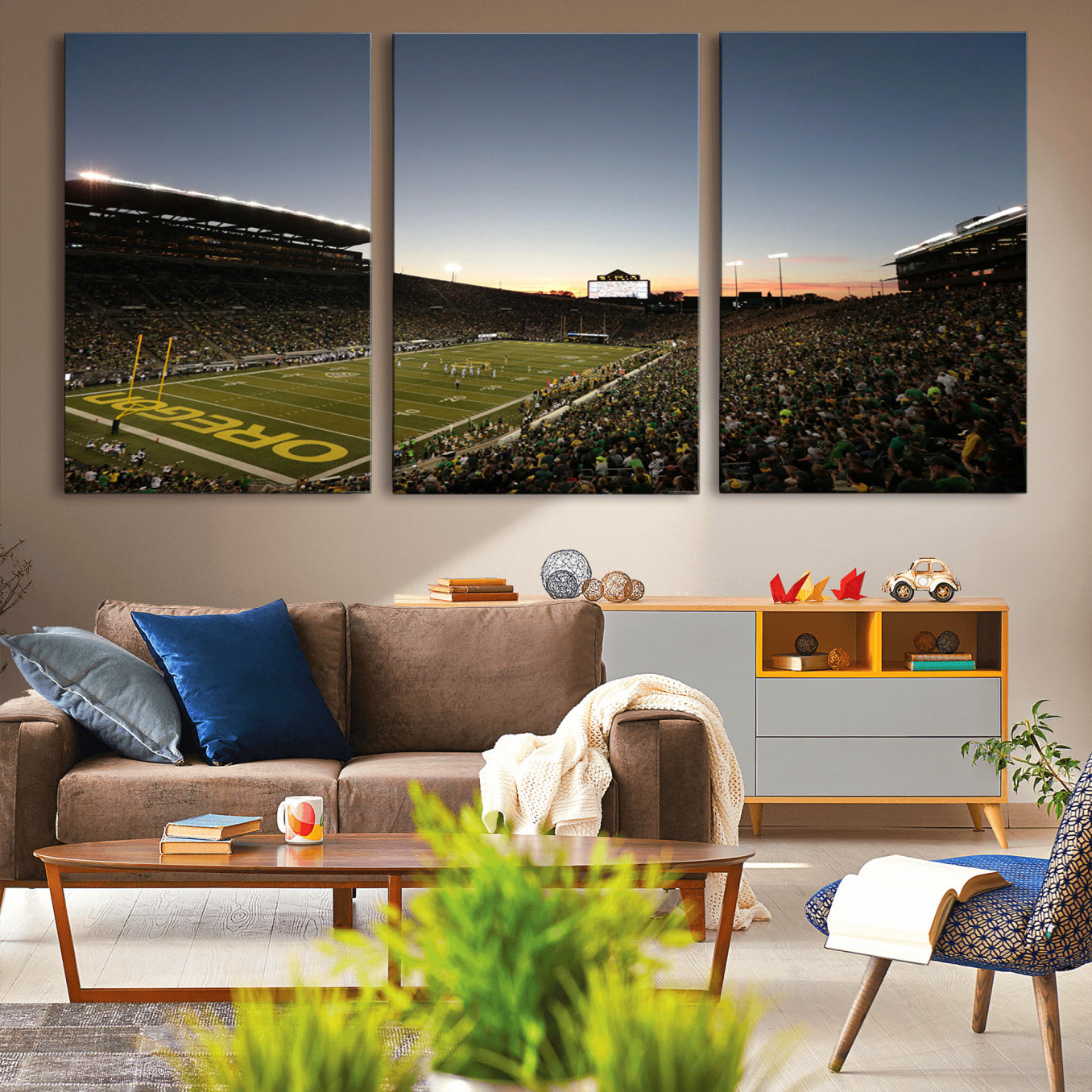 21429-MGV-CV-36X24-Oregon Ducks Football Team Print - Eugene Autzen Stadium Wall Art Canvas Print