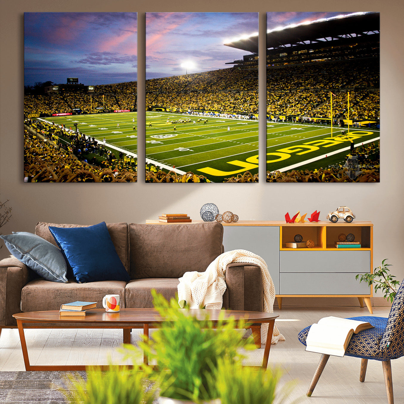-University of Oregon Ducks Football Team Print - Eugene Autzen Stadium Wall Art Canvas Print