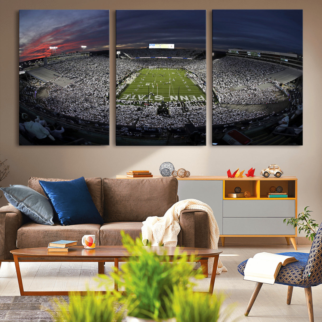 -Penn State University Nittany Lions Football Team Print - University Park Beaver Stadium Wall Art