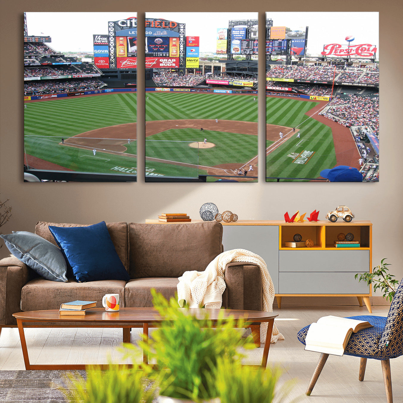 64829-MGV-CV-36X24-New York Mets Baseball Team Print - Citi Field Baseball Stadium Wall Art Canvas Print