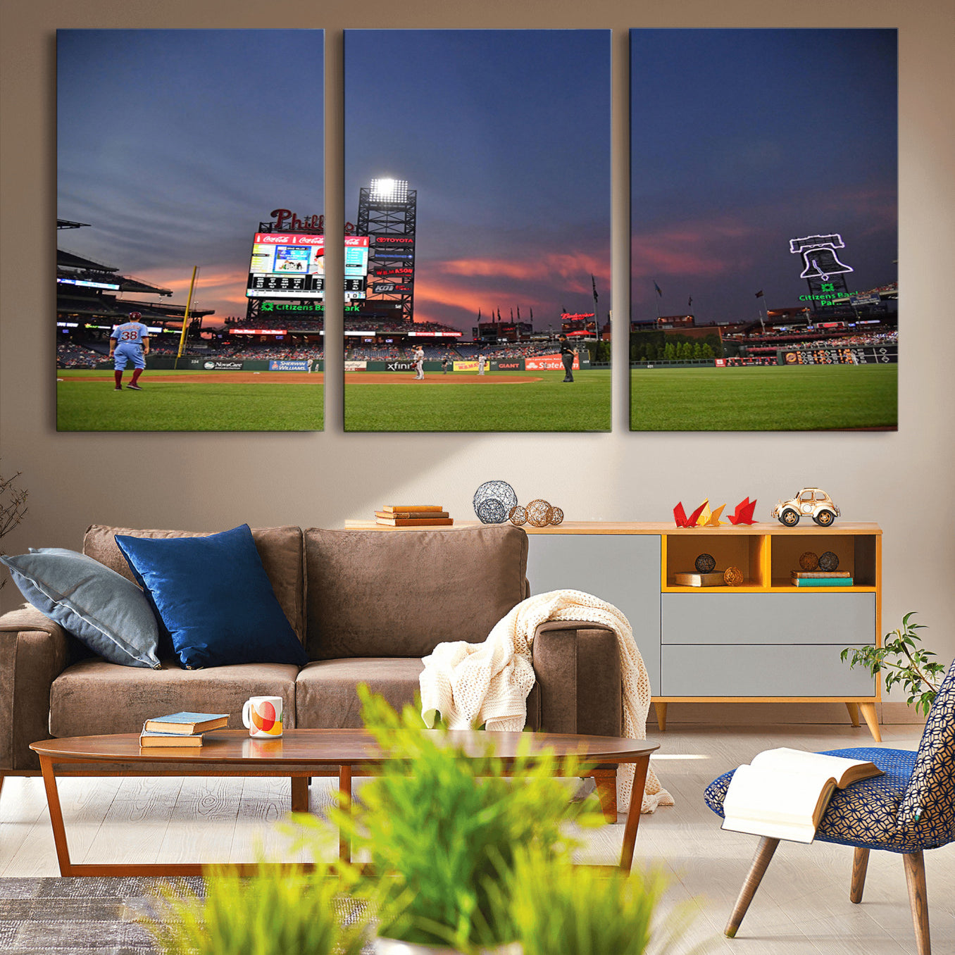 22594-MGV-CV-36X24-Philadelphia Phillies Baseball Print - Philadelphia Citizens Bank Park Stadium Wall Art, Phillies
