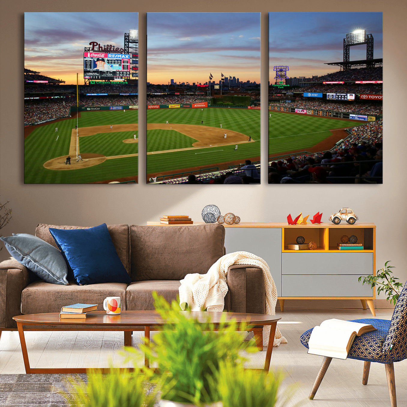 -Citizens Bank Park Philadelphia Phillies Wall Art Canvas | 3-Panel Canvas Print of Phillies Stadium