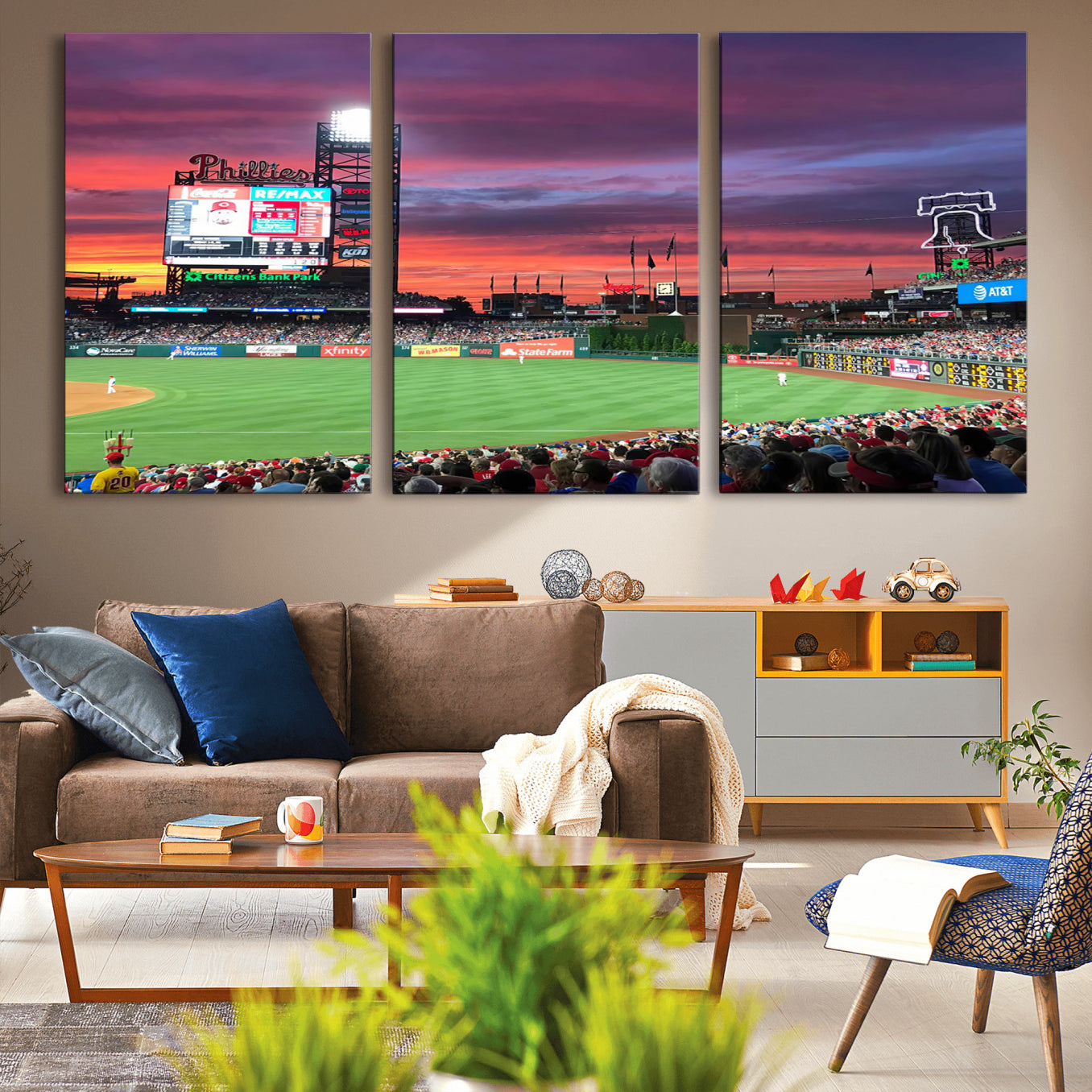 99918-MGV-CV-36X24-Philadelphia Phillies Baseball Team Print - Philadelphia Citizens Bank Park Stadium Wall Art Canvas