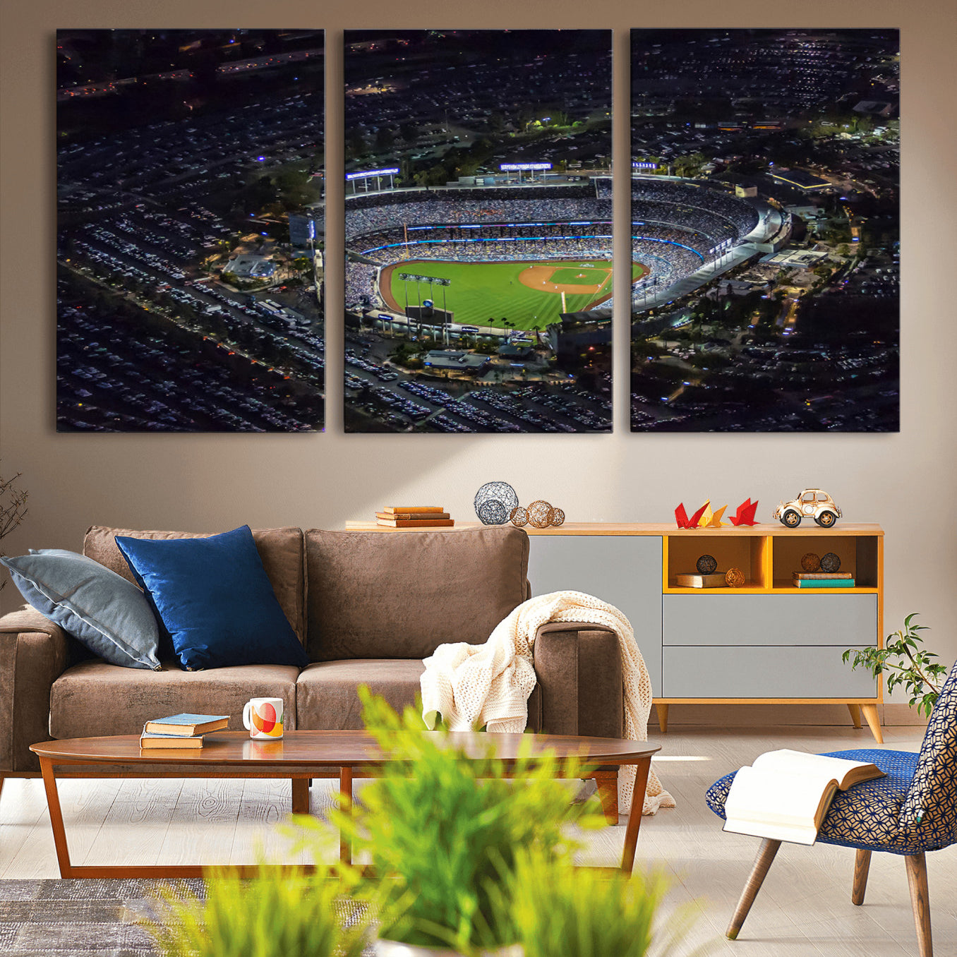 20932-MGV-CV-36X24-Los Angeles Dodgers Dodger Stadium Wall Art Canvas Print - MLB Baseball Stadium