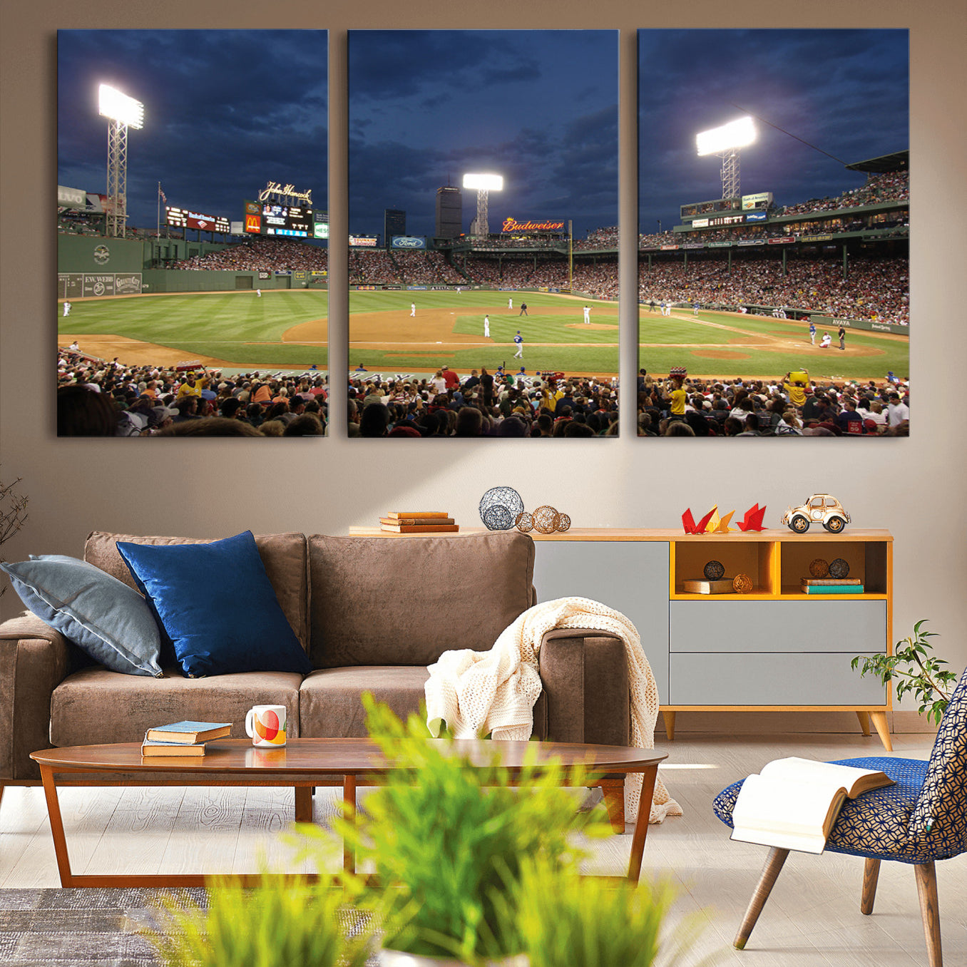 85099-MGV-CV-36X24-Boston Red Sox Baseball Team Print Canvas - Massachusetts Fenway Park Stadium Wall Art Canvas Print