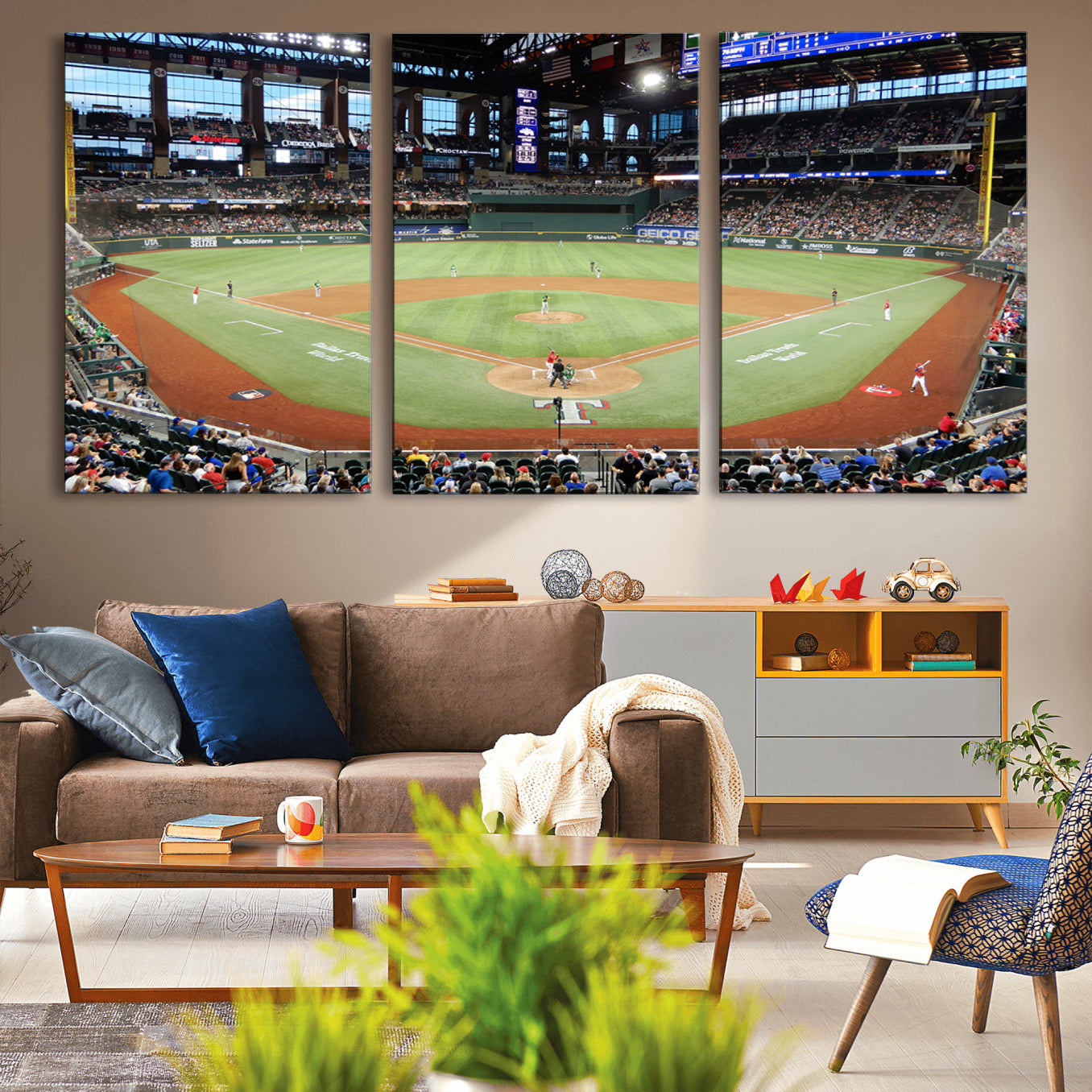 78468-MGV-CV-36X24-Texas Rangers Baseball Team Print - Arlington Globe Life Field Stadium Canvas Print Wall Art