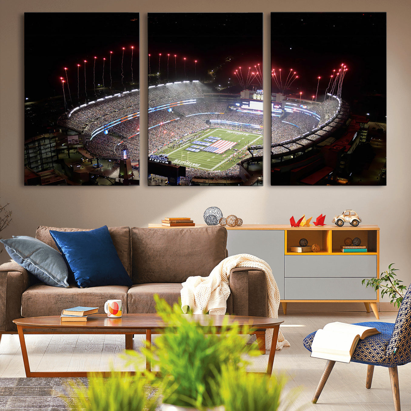 89988-MGV-CV-36X24-New England Patriots Team Print Wall Art- Foxborough Gillette Stadium Wall Art Canvas Print