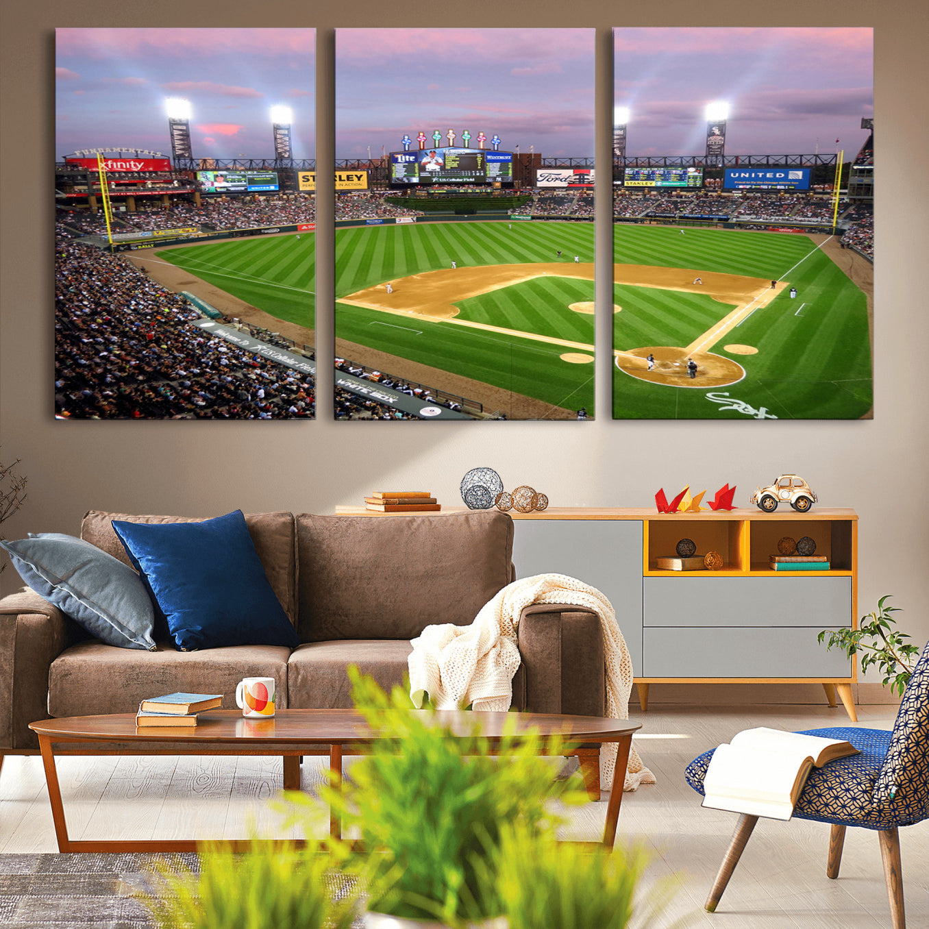 38470-MGV-CV-36X24-Chicago White Sox Baseball Team Print Canvas- Guaranteed Rate Field Stadium Wall Art Canvas Print