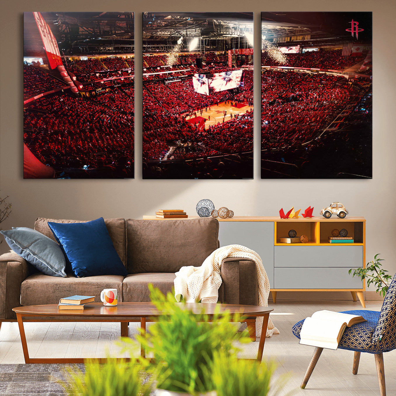 -Houston Rockets Basketball Team Print Canvas- Houston Toyota Center Stadium Wall Art Canvas Print