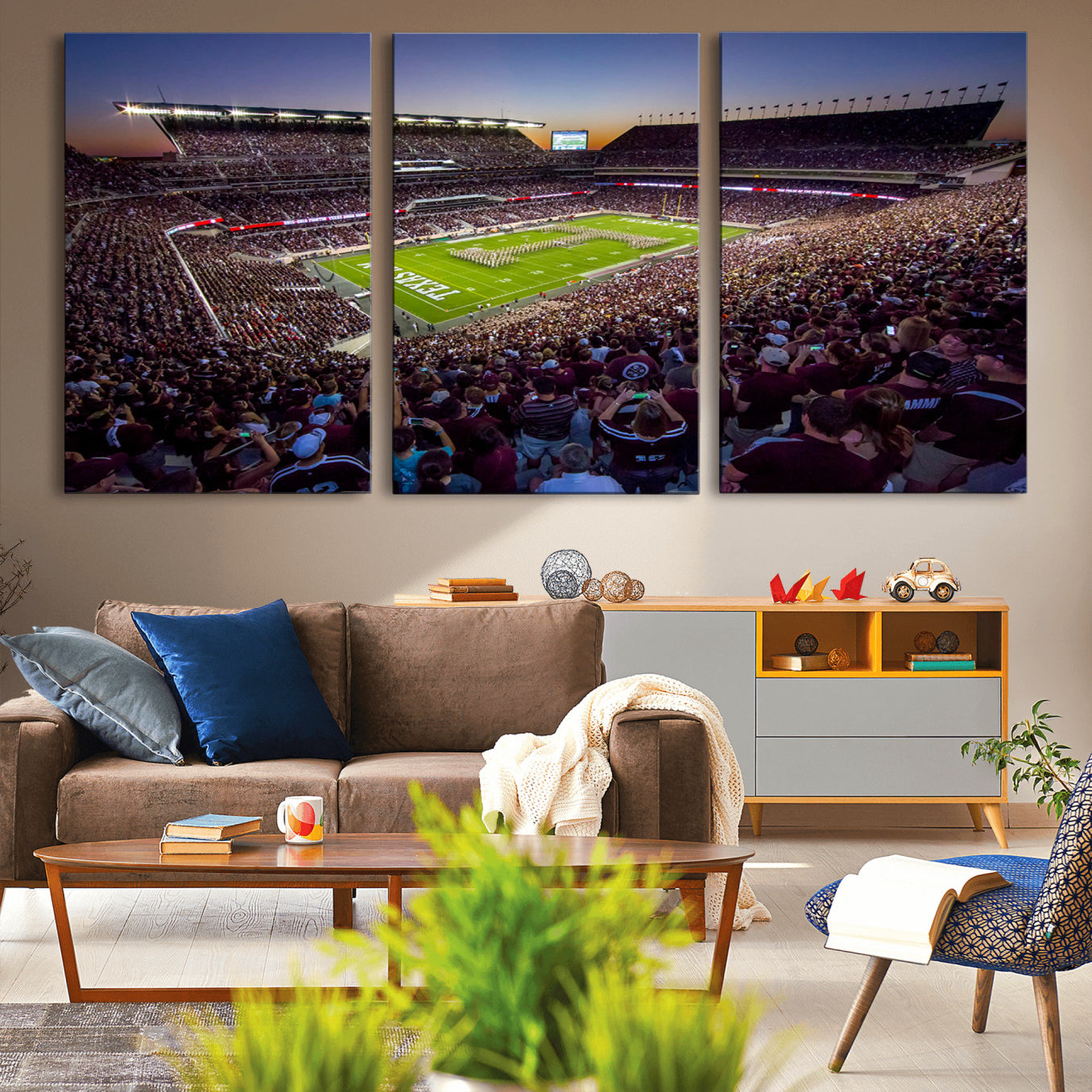 -Texas A&M University Aggies Football Team Print - College Station Kyle Field Stadium Wall Art Canvas