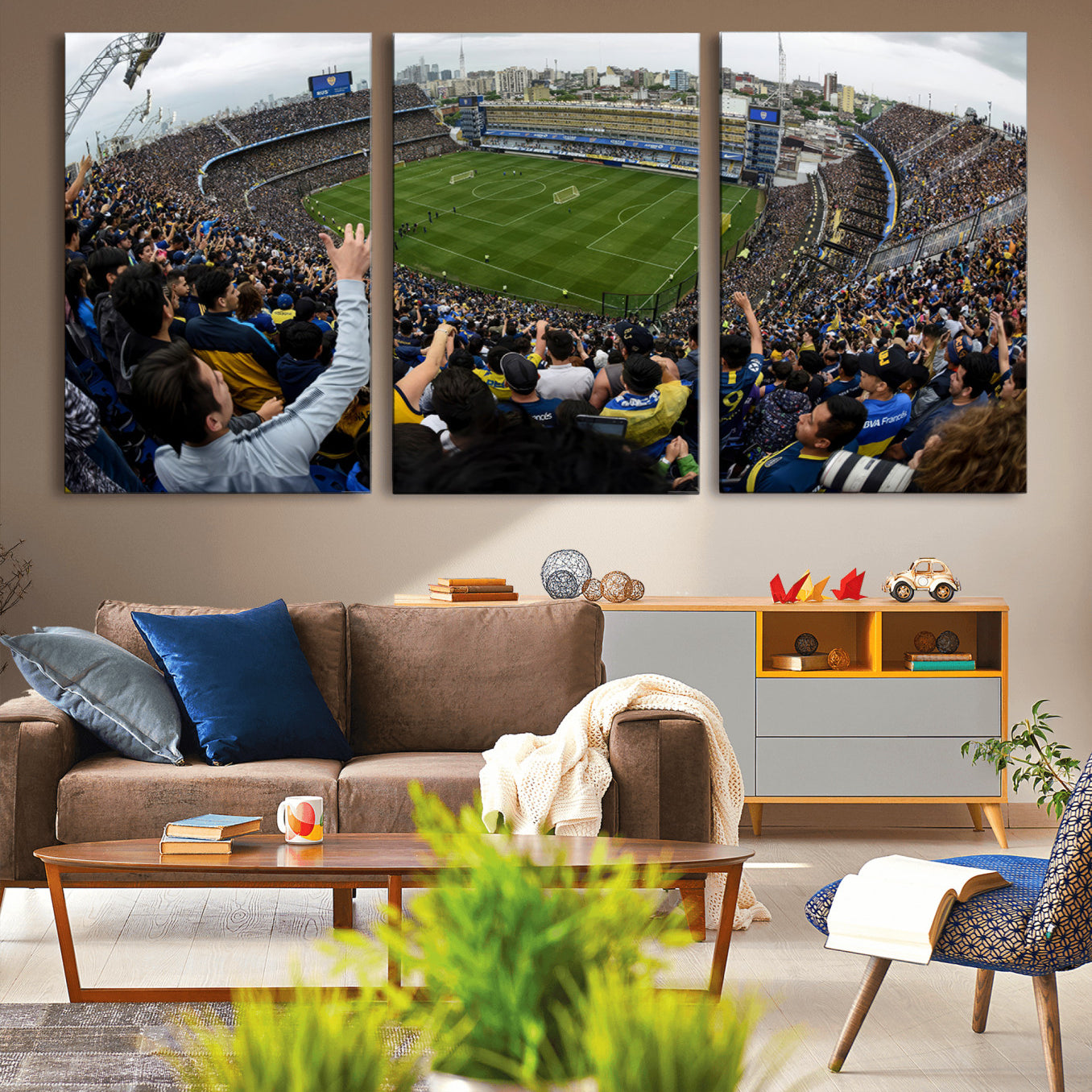 23173-MGV-CV-36X24-Boca Juniors Soccer Team Print - Buenos Aires Bombonera Stadium Wall Art Canvas Print