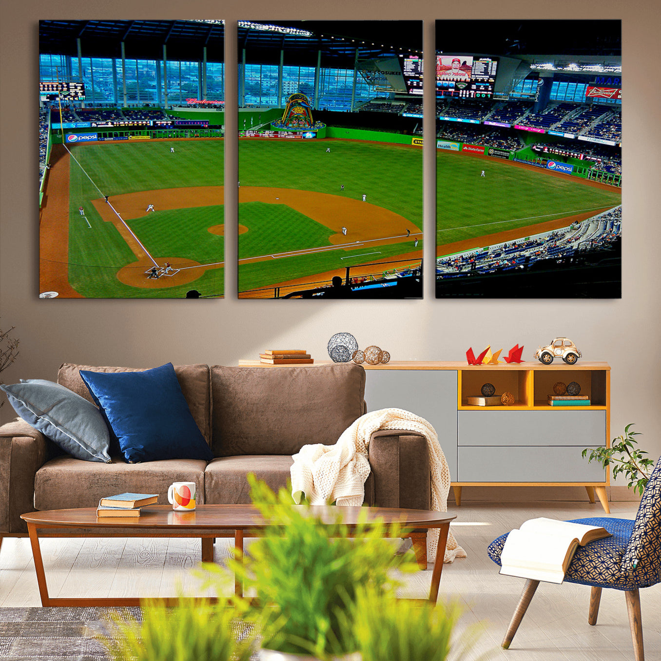 51207-MGV-CV-36X24-Miami Marlins Baseball Team Print - Miami LoanDepot Park Stadium Wall Art Canvas Print