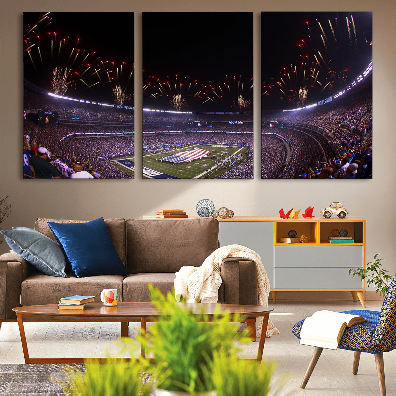 56360-MGV-CV-36X24-New York Giants Football Team Print - East Rutherford MetLife Stadium Wall Art Canvas Print